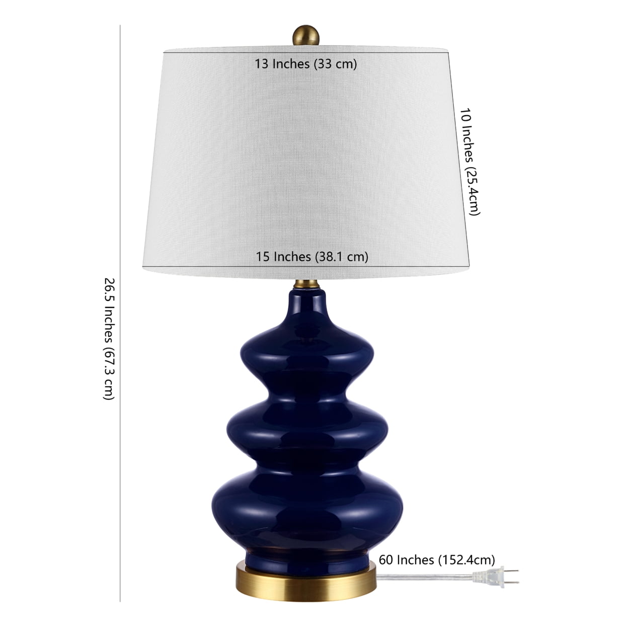 SAFAVIEH Brielle 27.5 in. Solid Pagoda Table Lamp, Navy - Image 2
