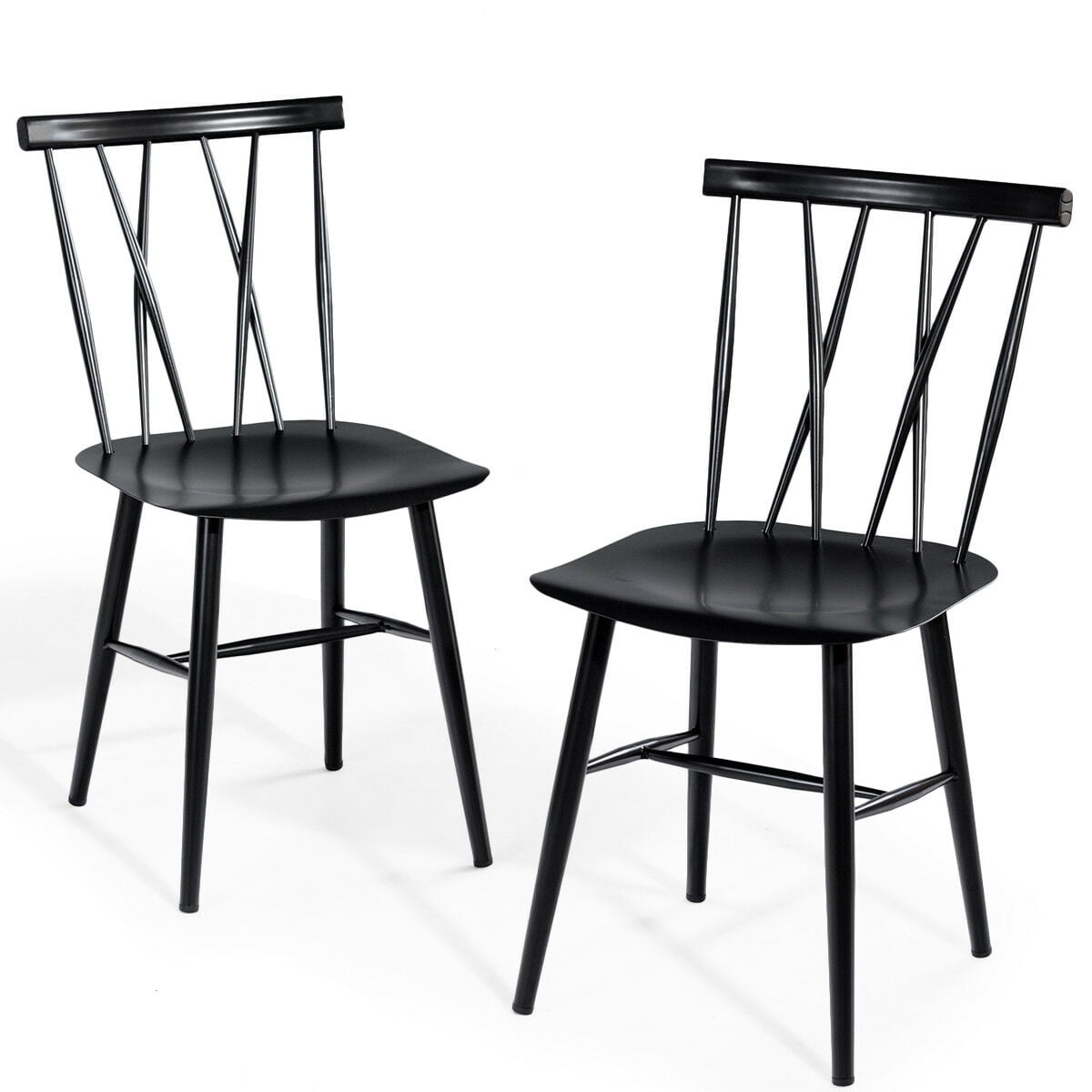 Costway Set of 2 Dining Side Chairs Chairs Armless Cross Back Kitchen Bistro Caf - Image 6