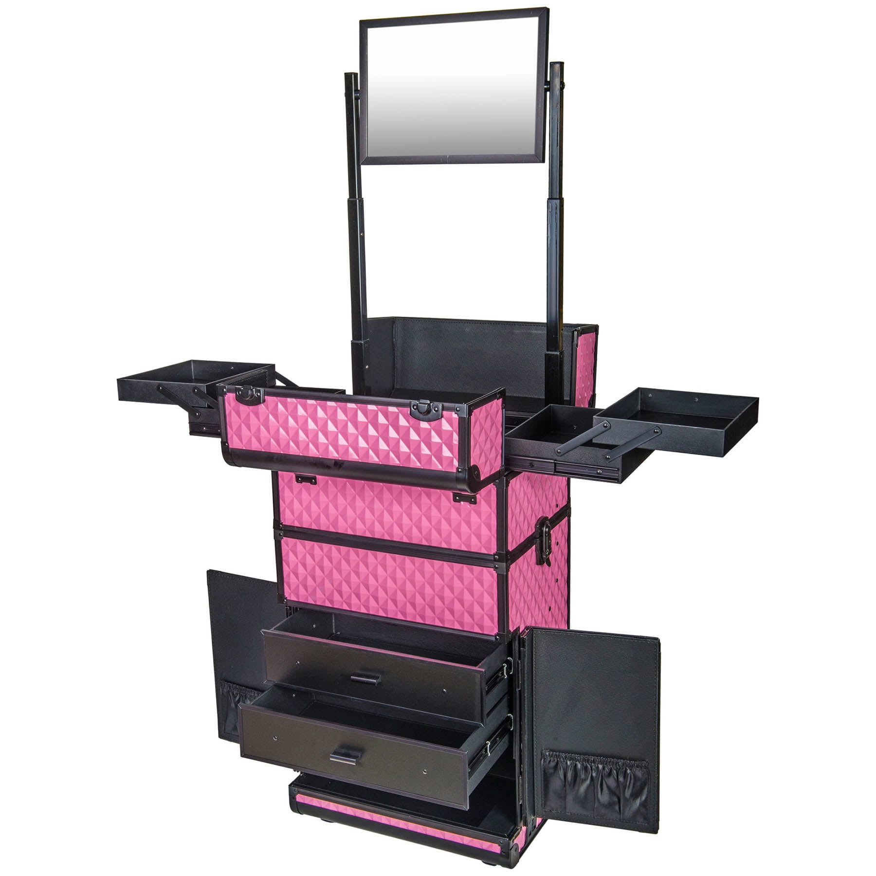 SHANY REBEL Series Pro Makeup Artists Rolling Train Case - Trolley Case - Provocative Rose - Image 3