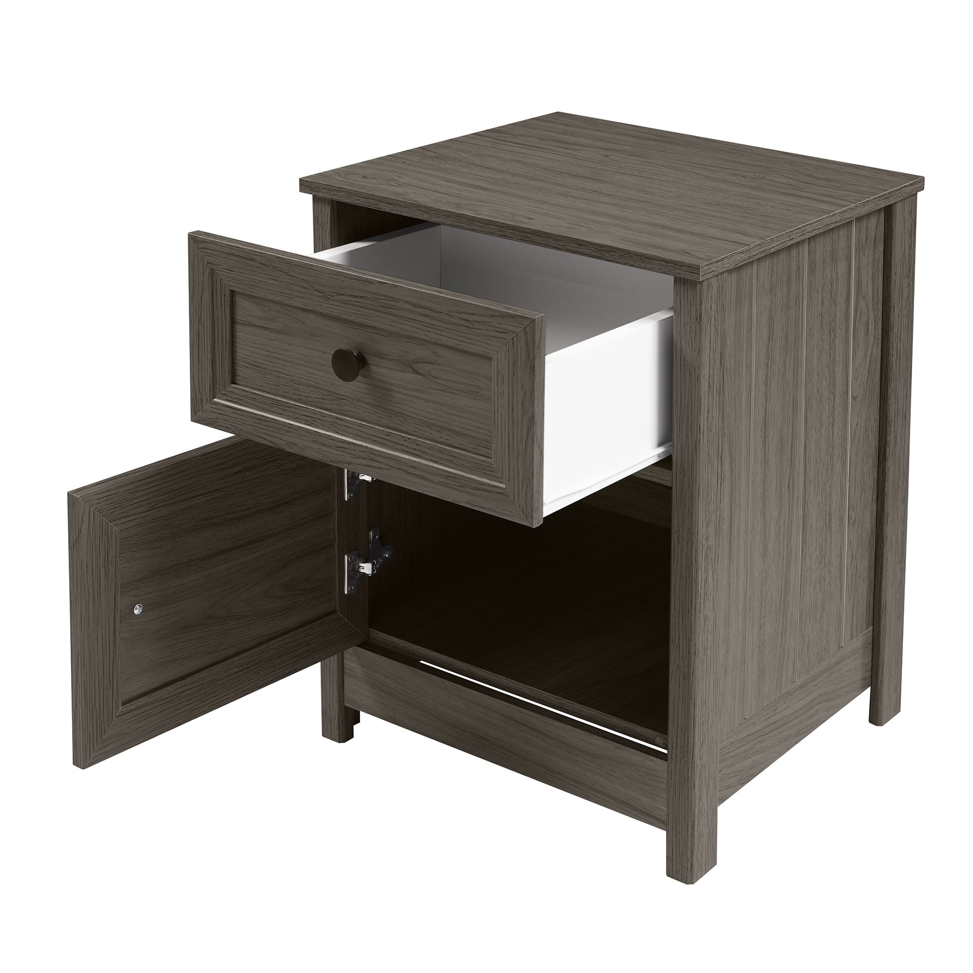 Set of 2 Classic Grooved 1 Door and Drawer Slate Grey Nightstands by Manor Park - Image 9