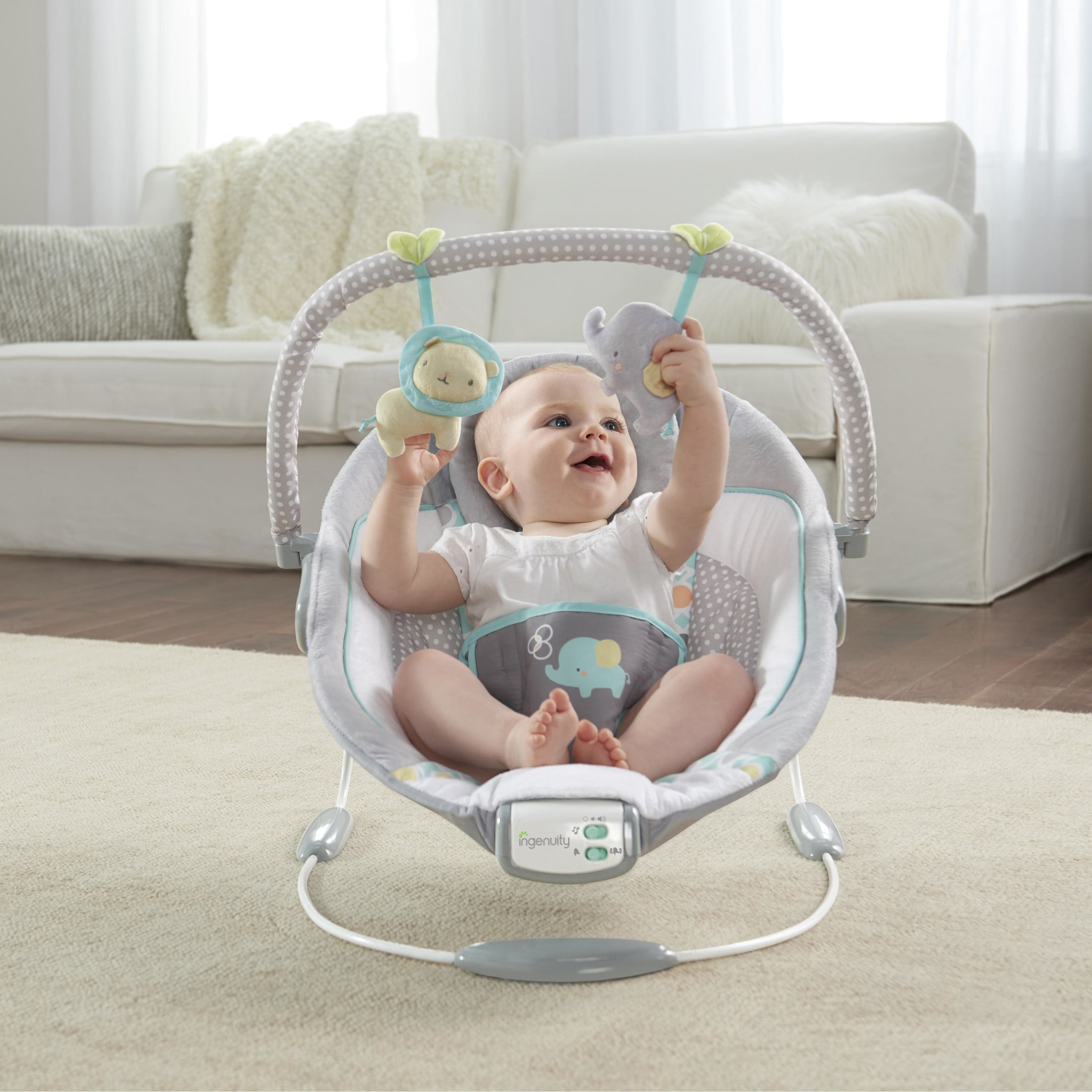 Ingenuity Soothing Baby Bouncer with Vibrating Infant Seat & Music Morrison, Gray, Unisex, Ages 0-6 Months - Image 8