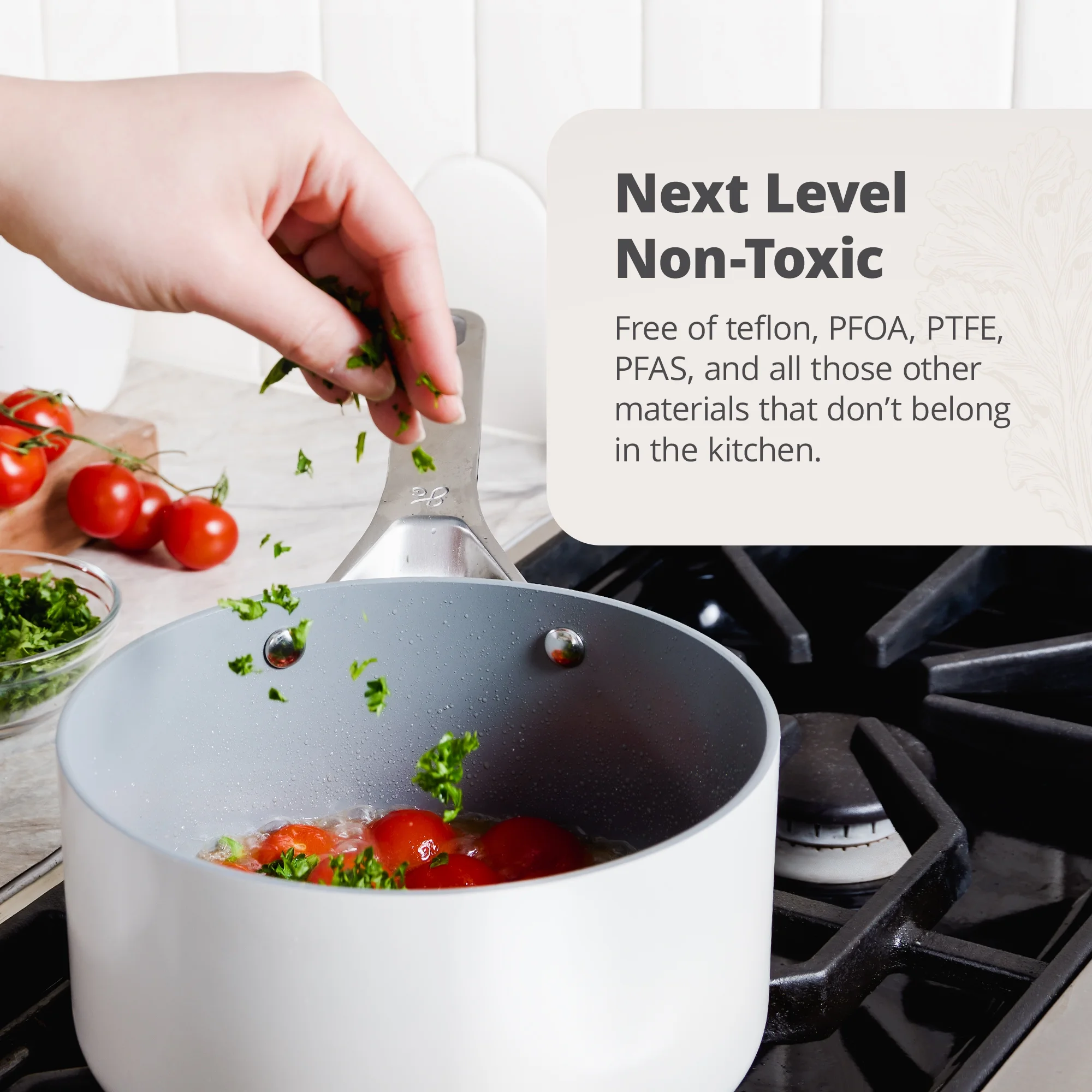 Greater Goods Savvy Ceramic Nonstick Cookware Set, 10 Piece Kit (Birch White) - Image 9