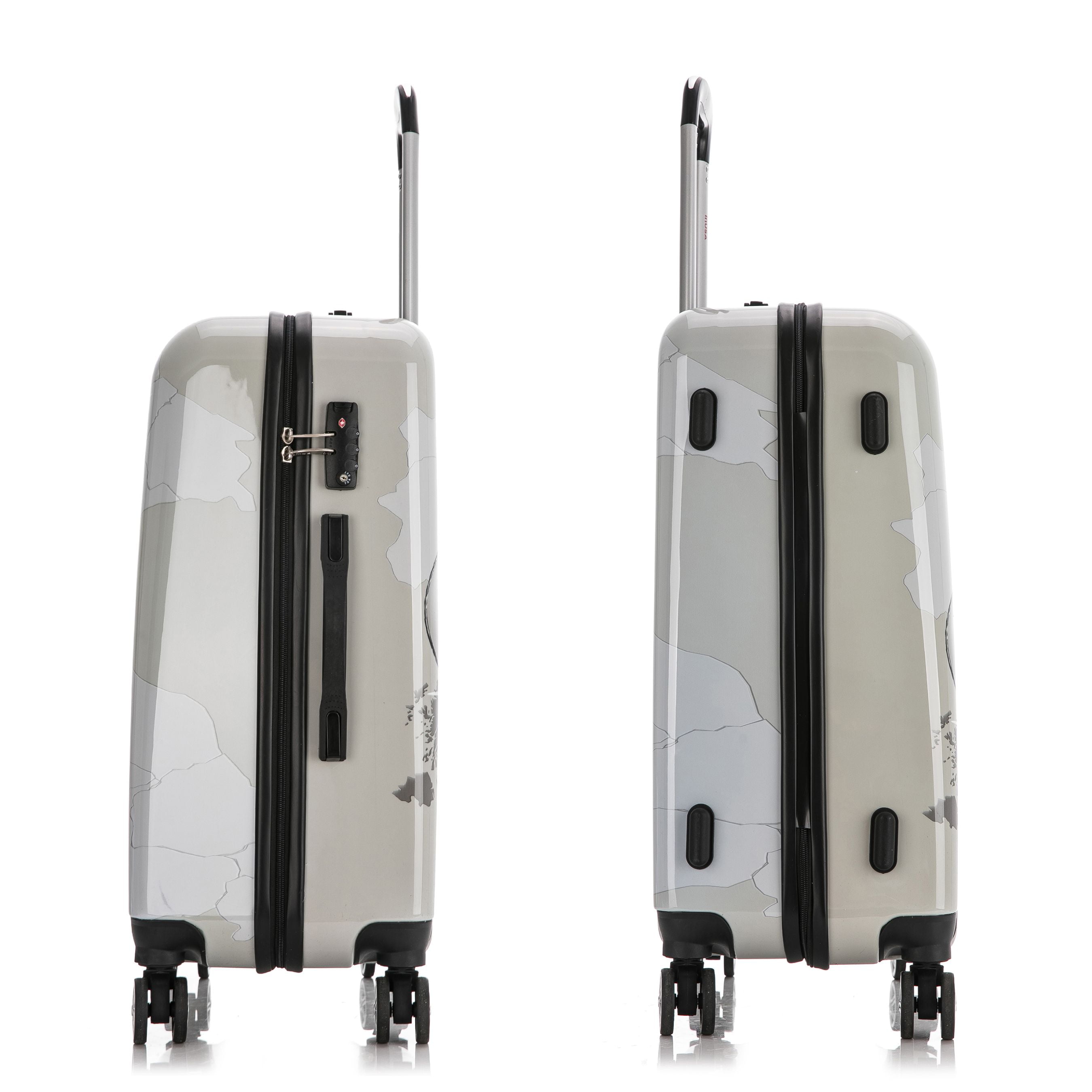 InUSA Print 24" Hardside Checked Luggage with Spinner Wheels, Handle and Trolley, World - Image 7