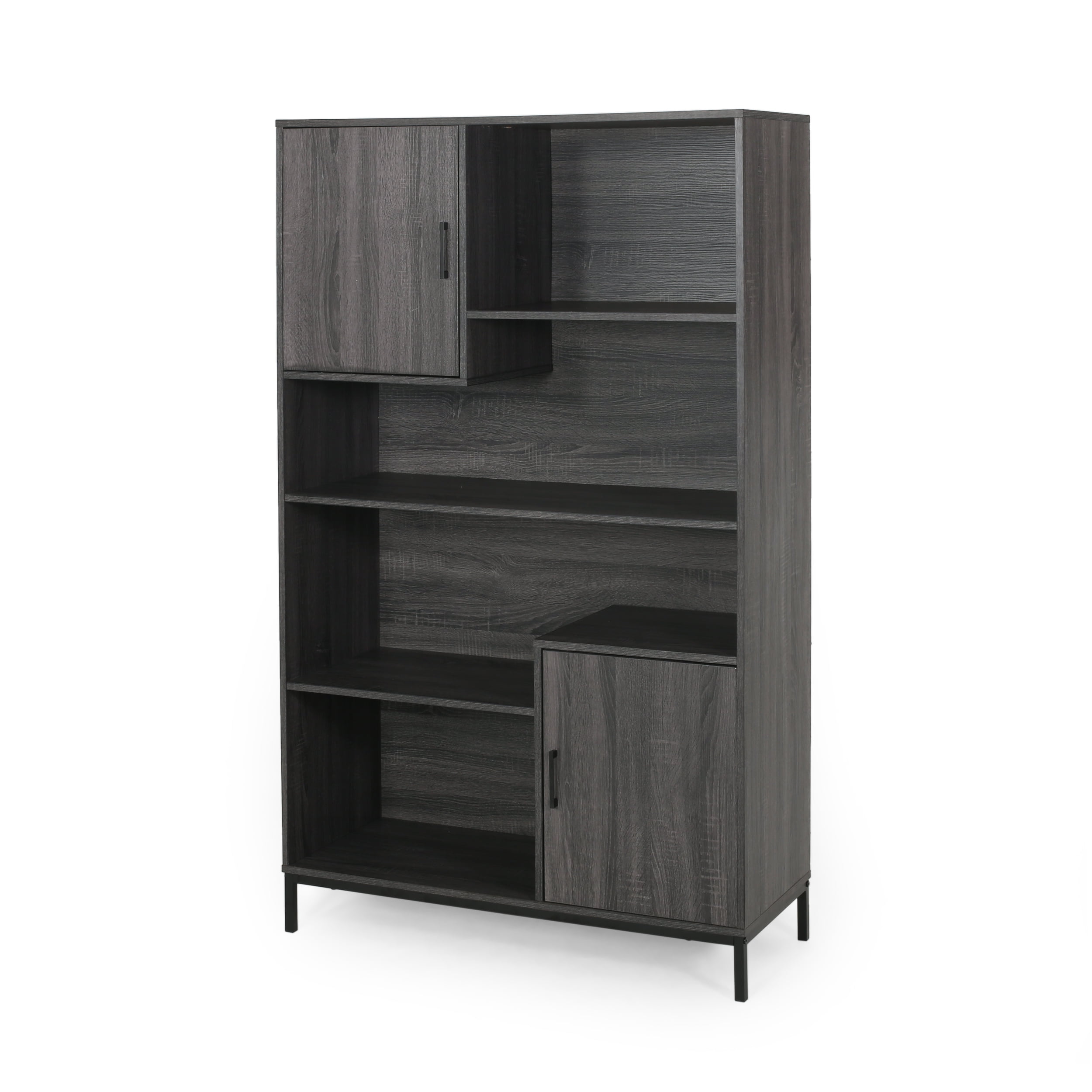 Noble House Lumiere Contemporary Faux Wood Cube Unit Bookcase, Dark Gray and Black - Image 4