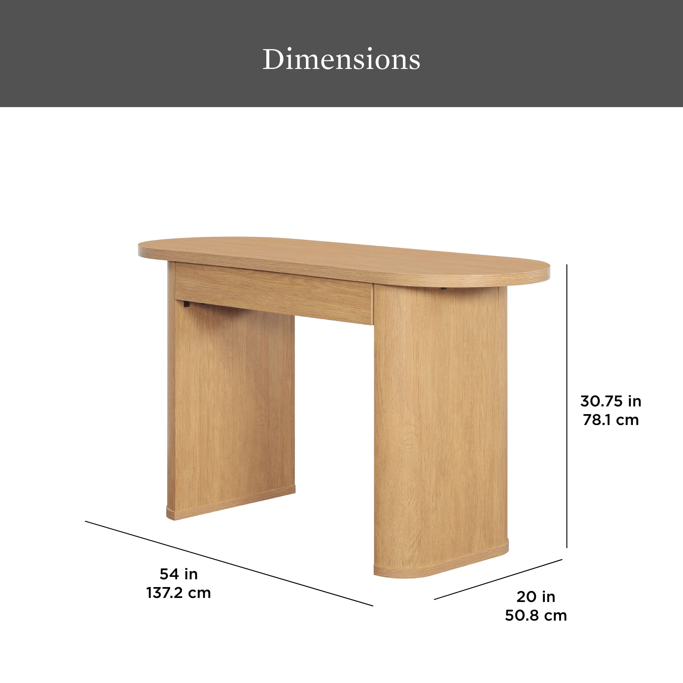 Better Homes & Gardens Juliet Oval Writing Desk, Light Honey Finish - Image 12