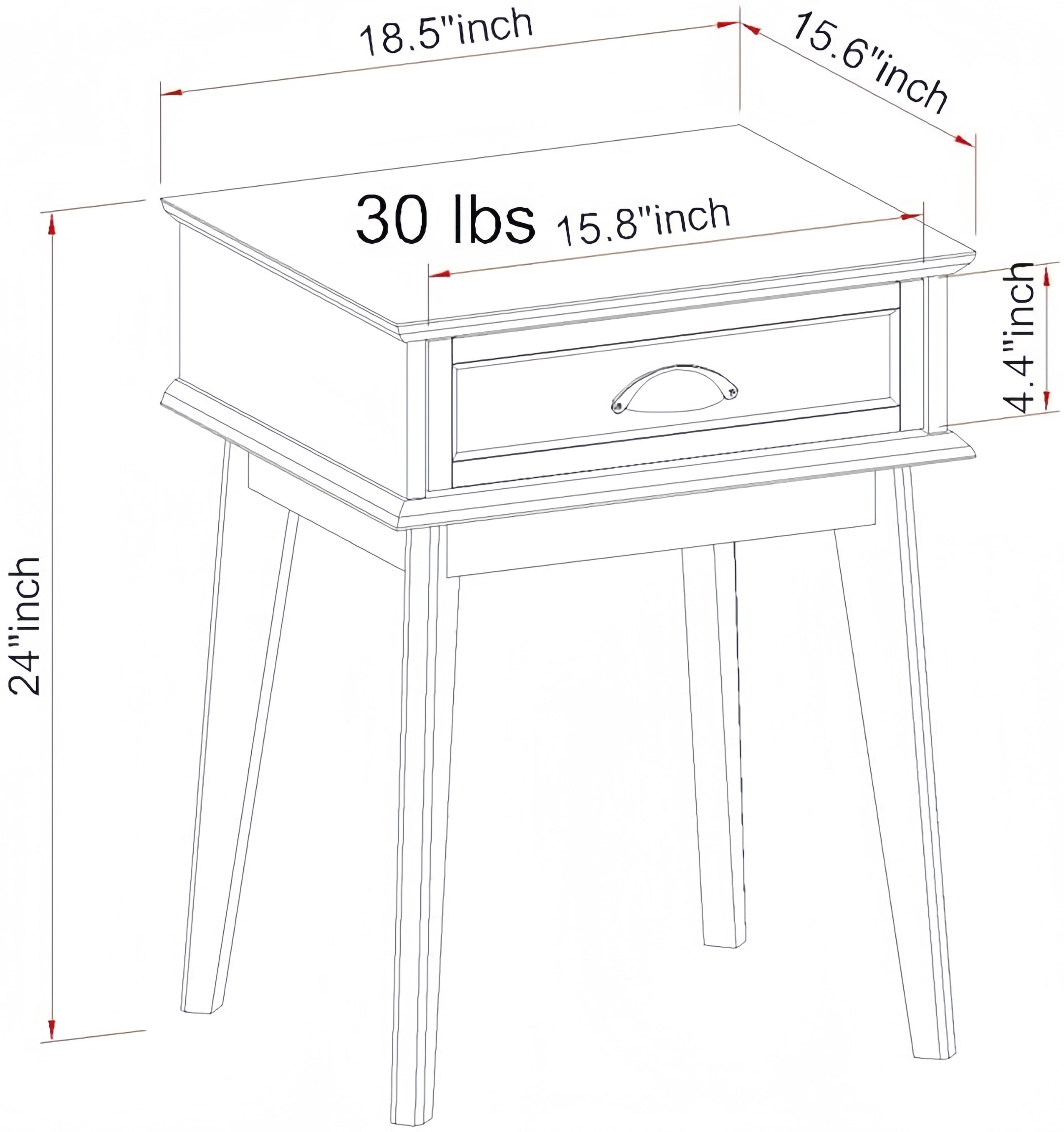 Caffoz Newport Series Rectangular Scandinavian End Table with Storage, Smoke Oak - Image 3