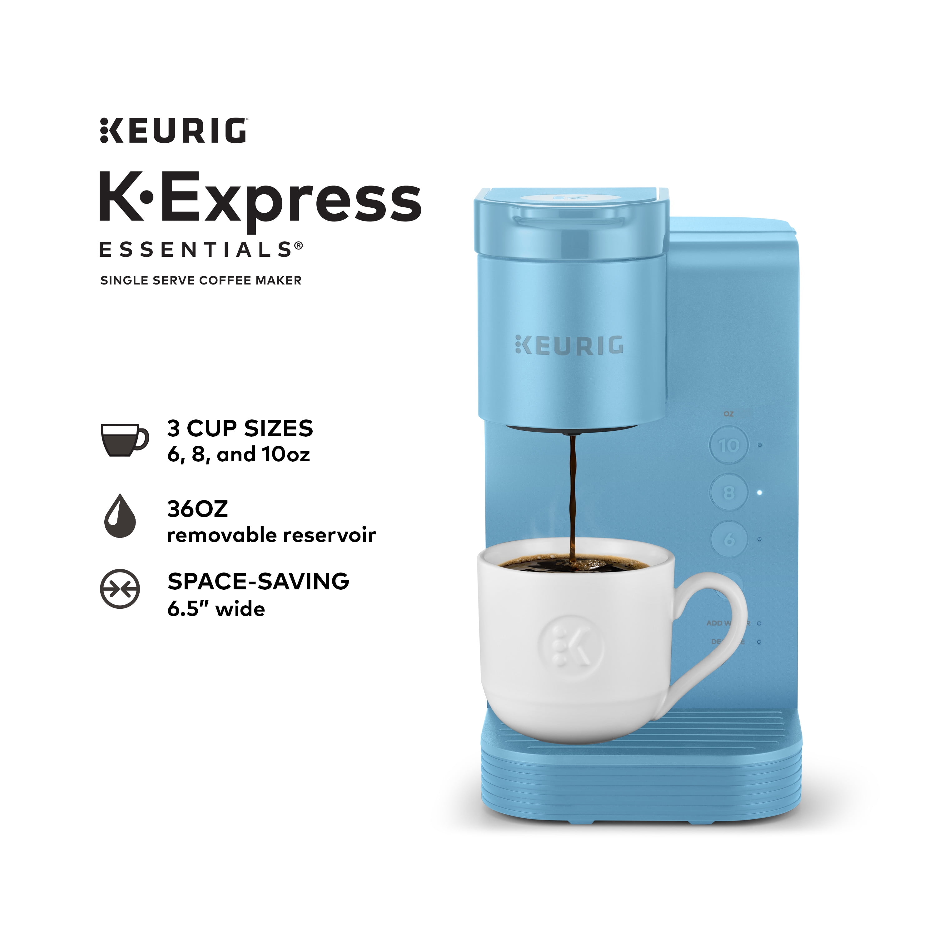 (2 pack) Keurig K-Express Essentials Sky Blue Single-Serve K-Cup Pod Coffee Maker - Image 4