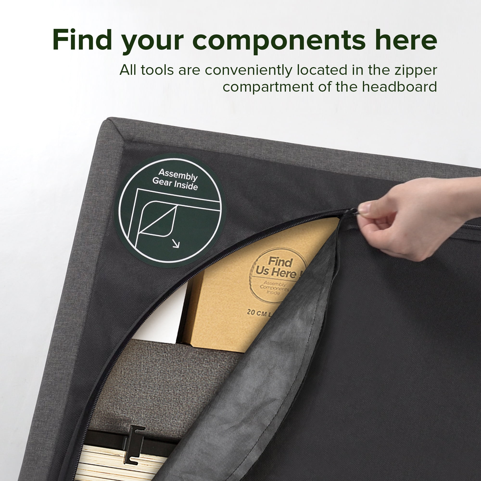 Zinus 40" Dachelle Upholstered Platform Bed Frame Dark Gray, Full - Image 12