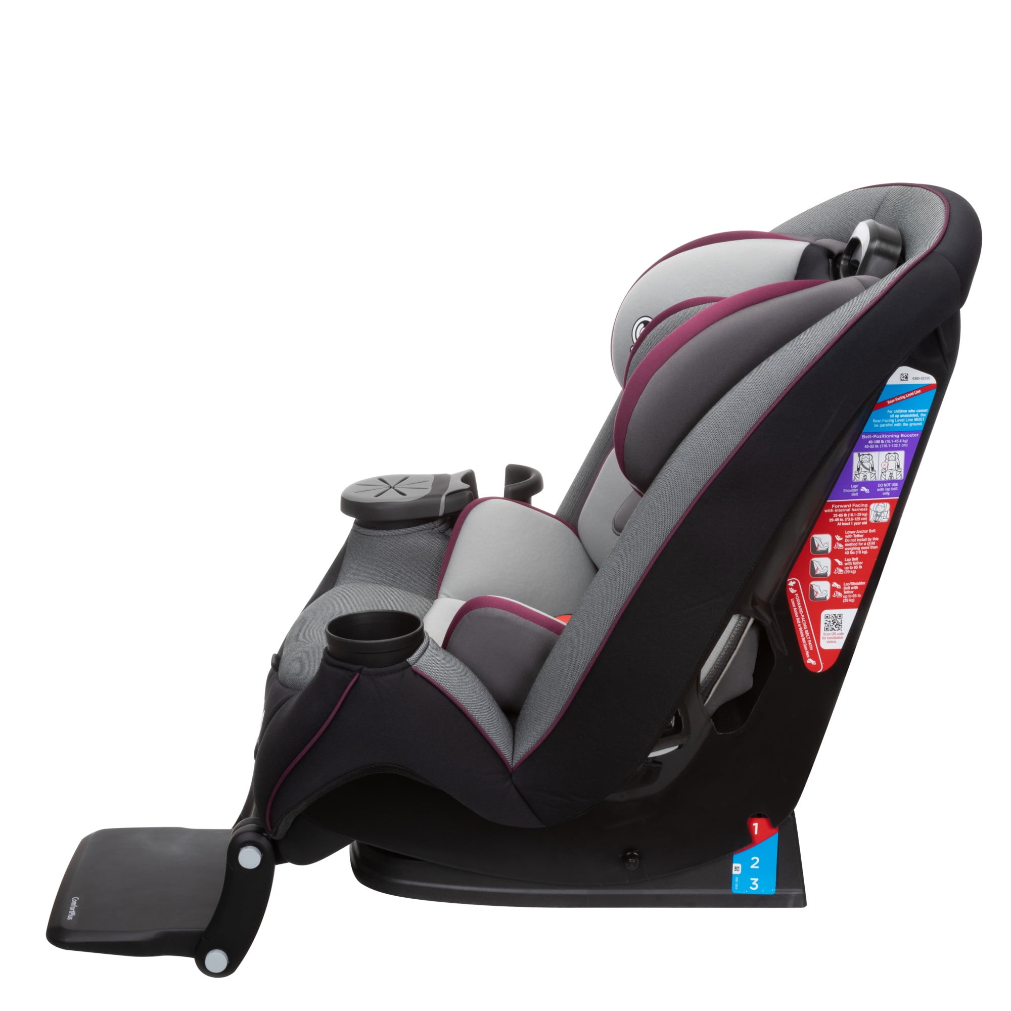 Safety 1ˢᵗ Grow and Go™ Extend 'n Ride LX All-in-One Convertible Car Seat, Winehouse, Infant & Toddler, Unisex - Image 25