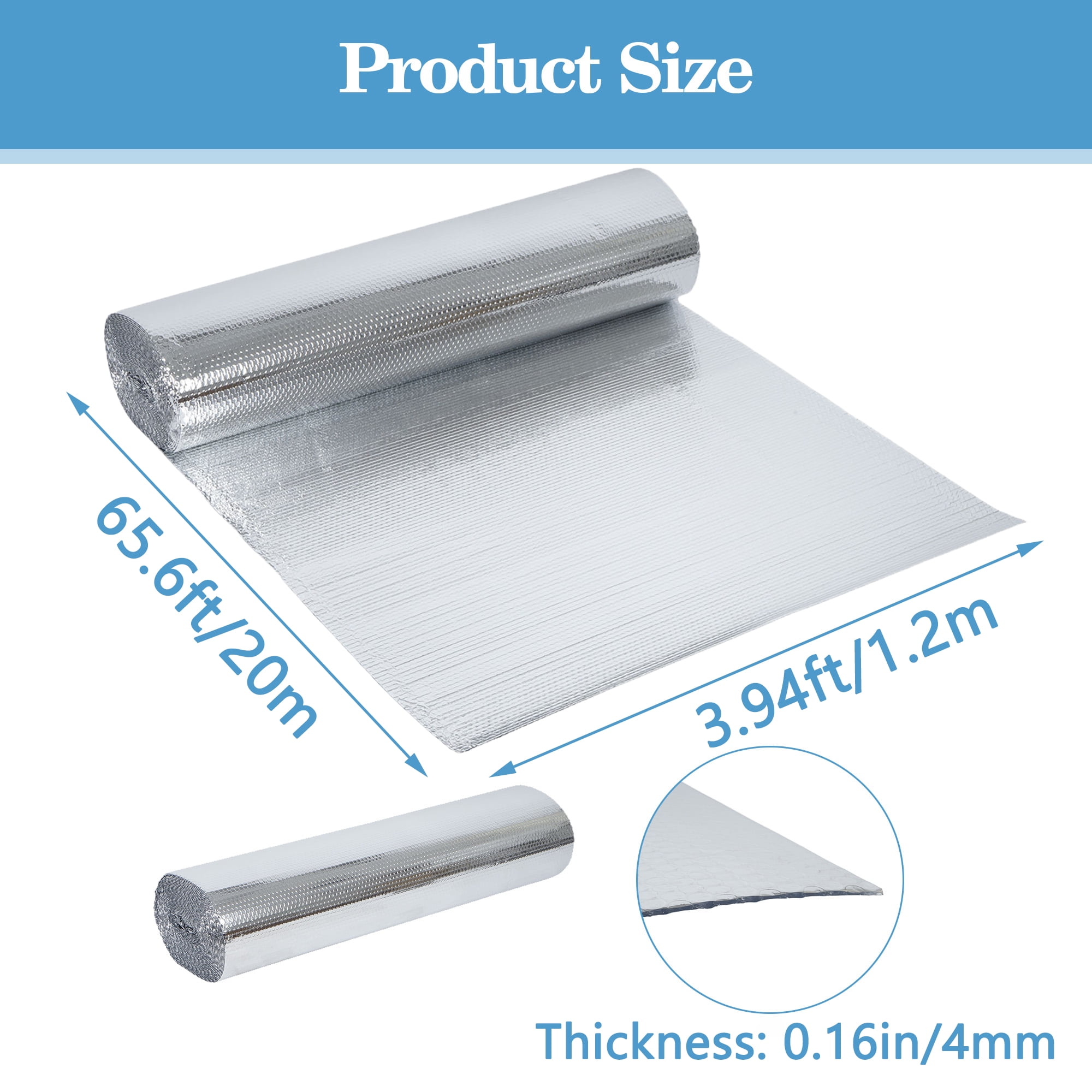 Petoto Double Bubble Reflective Insulation Roll, 47 in X 65.6 Ft (258sqft), Aluminum Foil Heat Insulation Roll, Radiant Barrier Thermal Shield for Windows, Garage, RV - Image 5