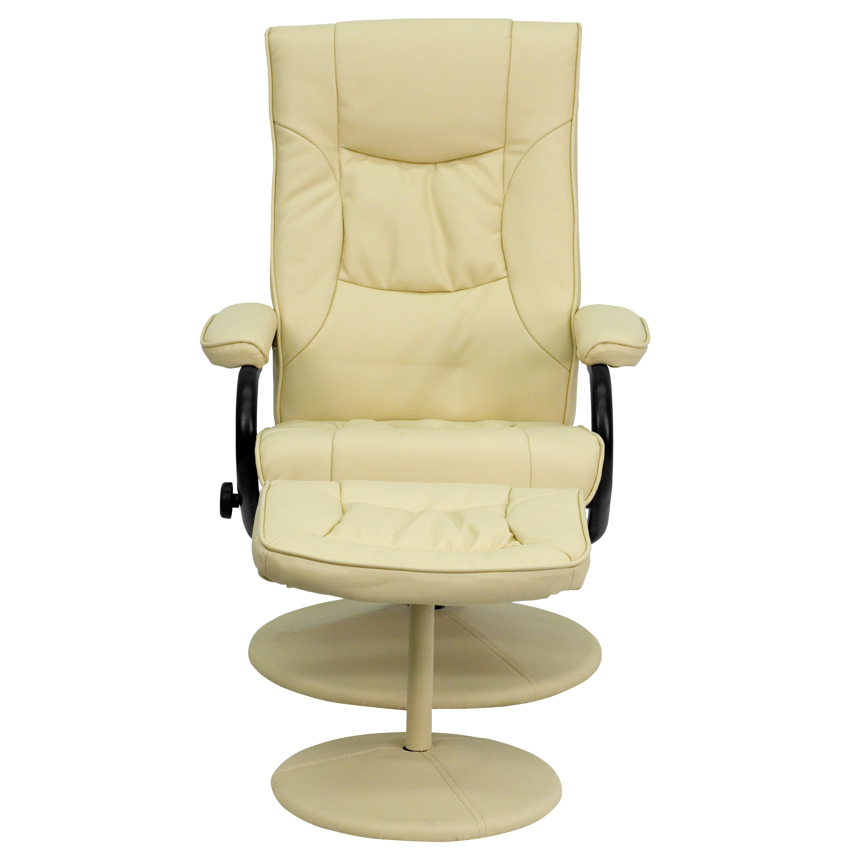 Flash Furniture Contemporary Multi-Position Recliner and Ottoman with Wrapped Base in Cream LeatherSoft - Image 7