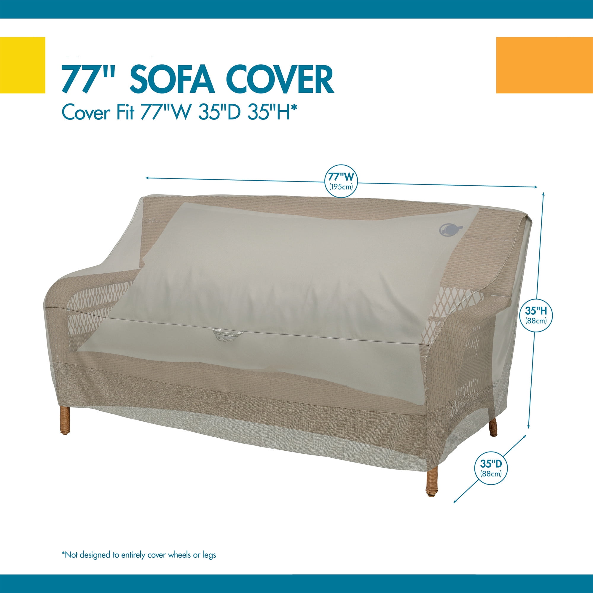 Duck Covers® Weekend Water-Resistant Outdoor Sofa Cover with Integrated Duck Dome, 77 x 35 x 35 Inch, Moon Rock - Image 2