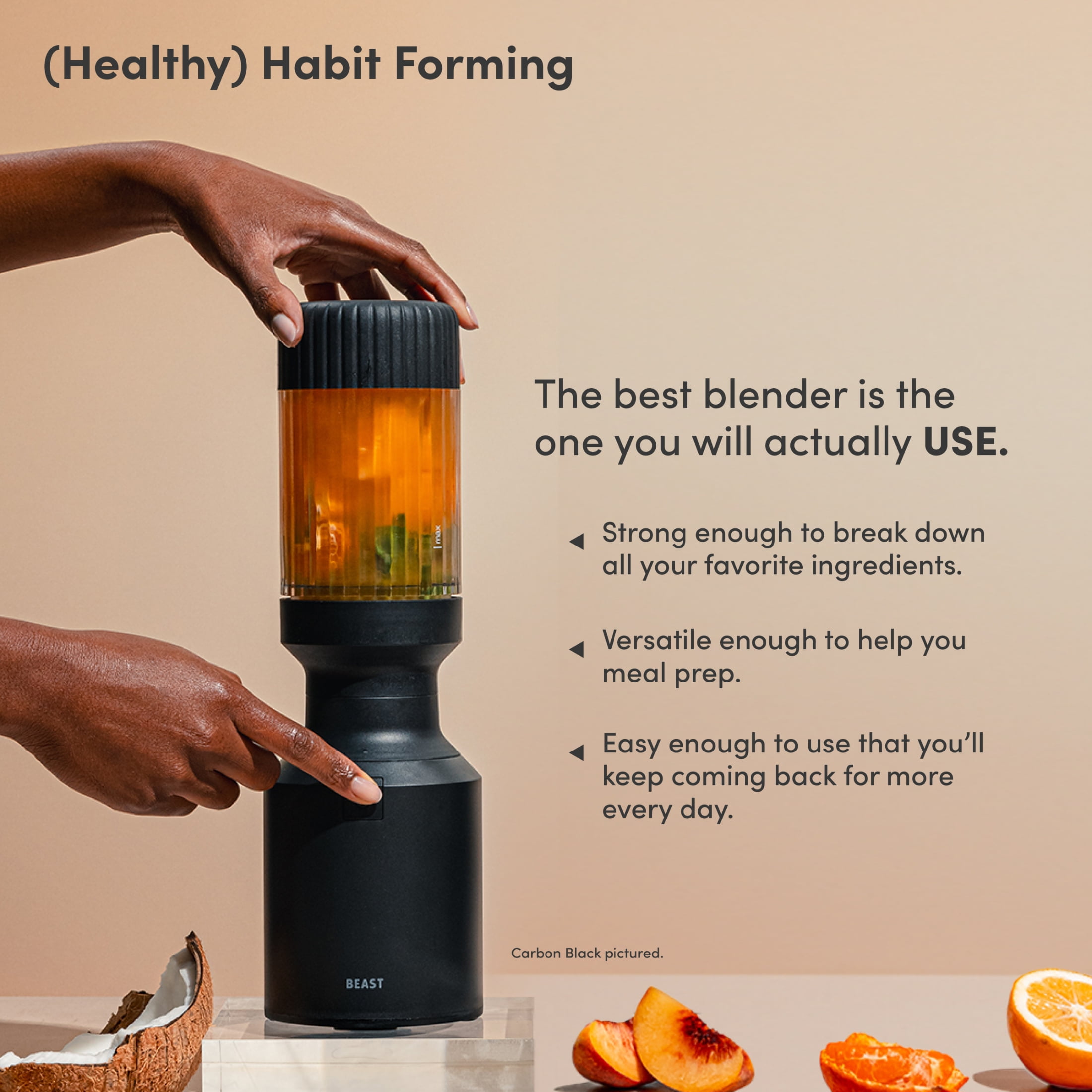 The Beast Mini® Blender | Personal Countertop Blender for Smoothies, Shakes, Food Prep, Frozen Fruits & Veggies, Sauces & Dips | Portable Bottle, Straw Cap and Straws | 600W Motor (Cloud White) - Image 2