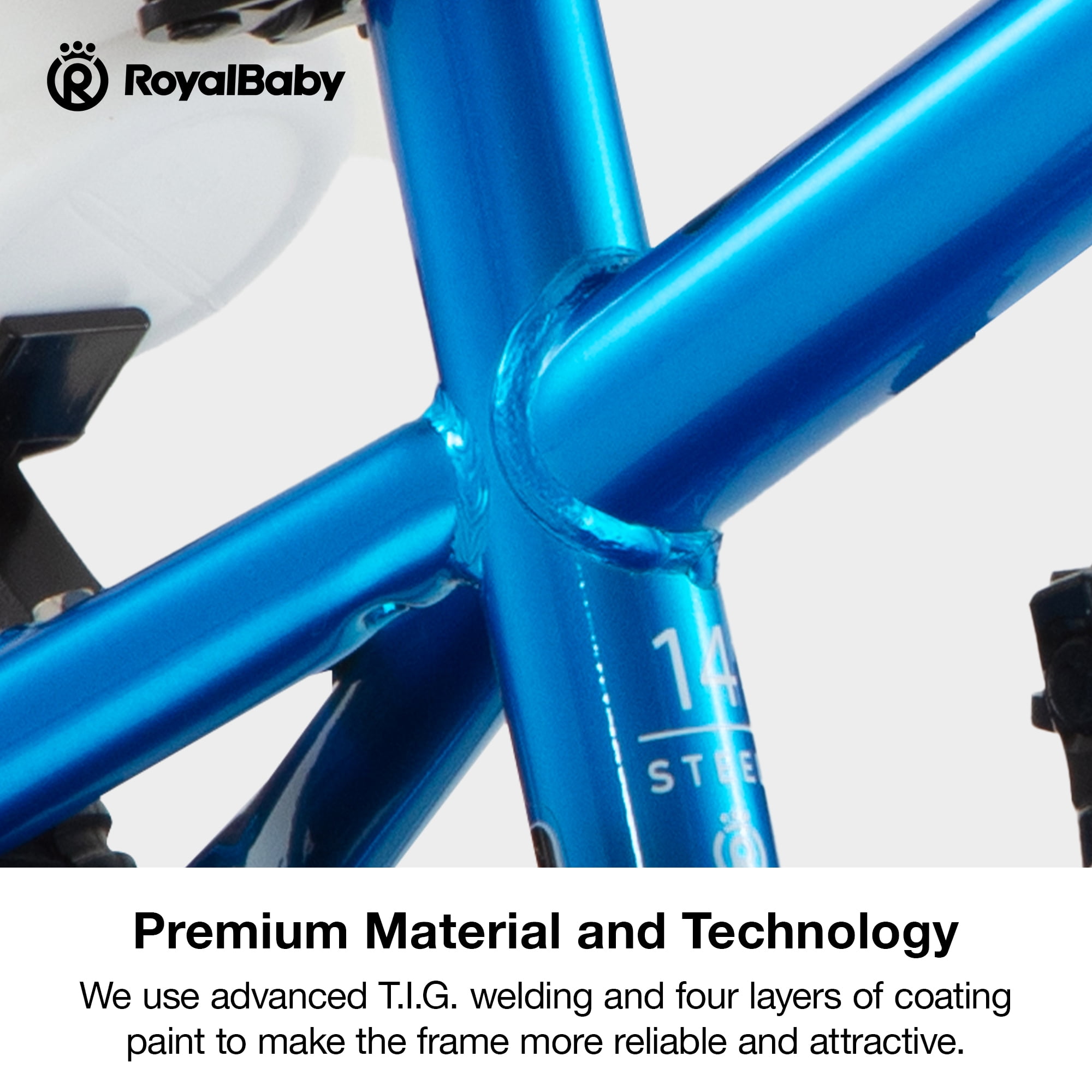 Royalbaby Boys Girls Kids Bike 14 In BMX Freestyle Blue 2 Hand Brakes Bicycles with Training Wheels Child Bicycle - Image 10