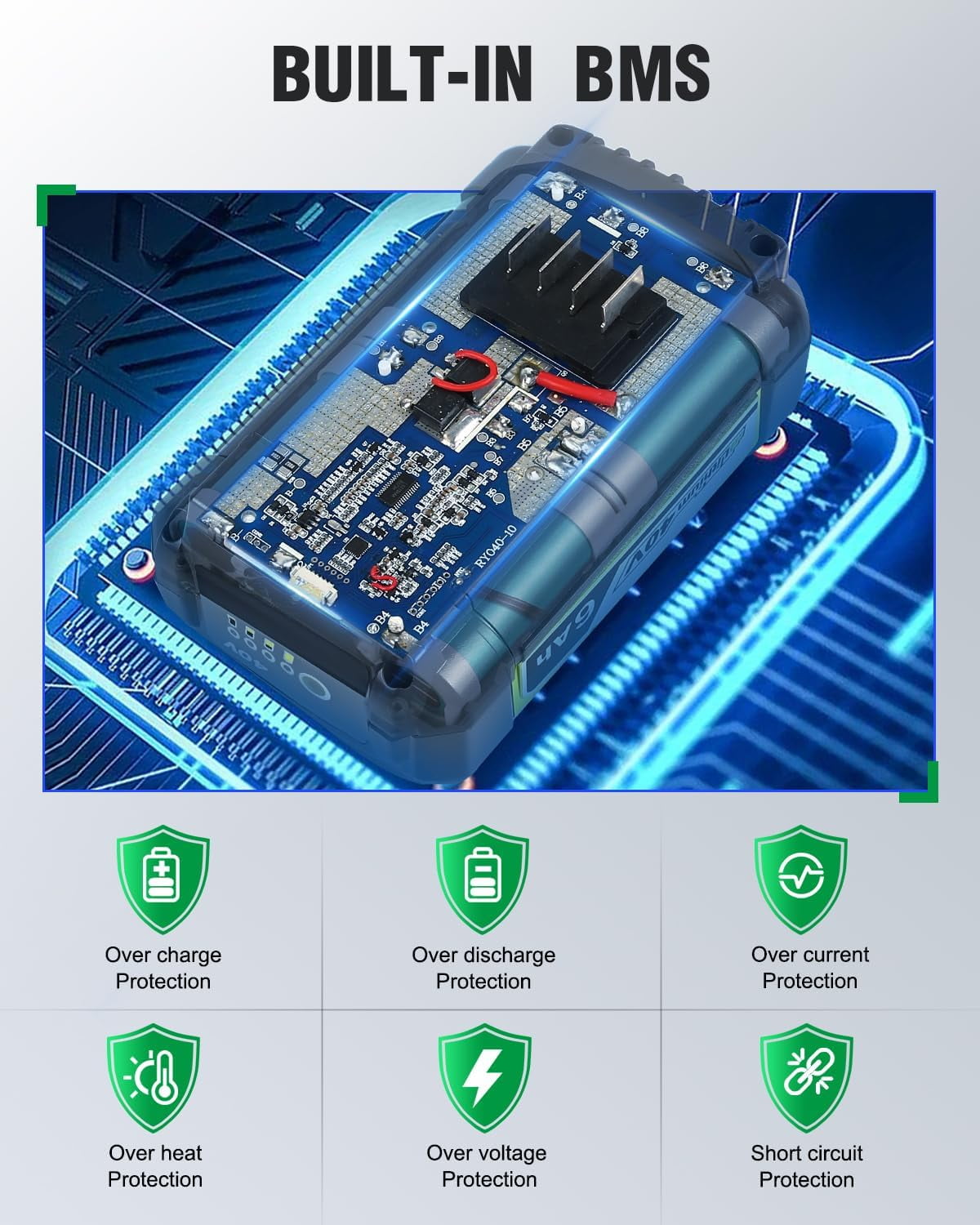 6.0Ah Replace for Ryobi 40v Battery OP4015 OP4050A OP4040 OP4050 OP40201 Compatible with Ryobi 40V Cordless Power Tools - Image 4