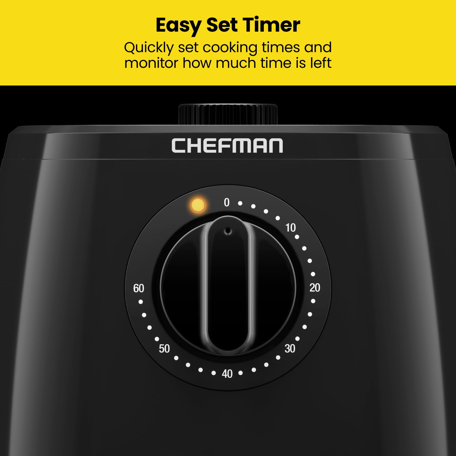 Chefman TurboFry™ Air Fryer with Adjustable Temp Control, Built In Timer, Black, 2 Quart - Image 4