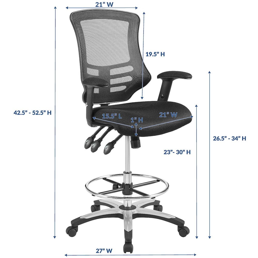 Modway Calibrate Mesh Drafting Chair in Black - Image 4