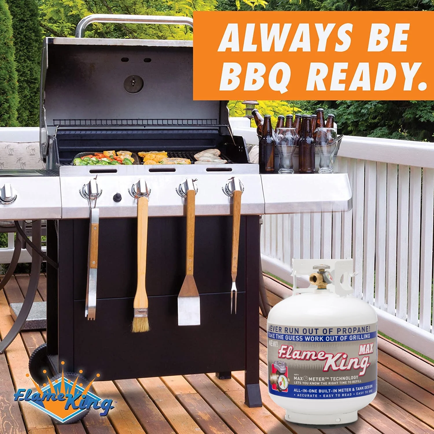 Flame King 20 lb Steel Empty LP Tank with Gauge - Image 3