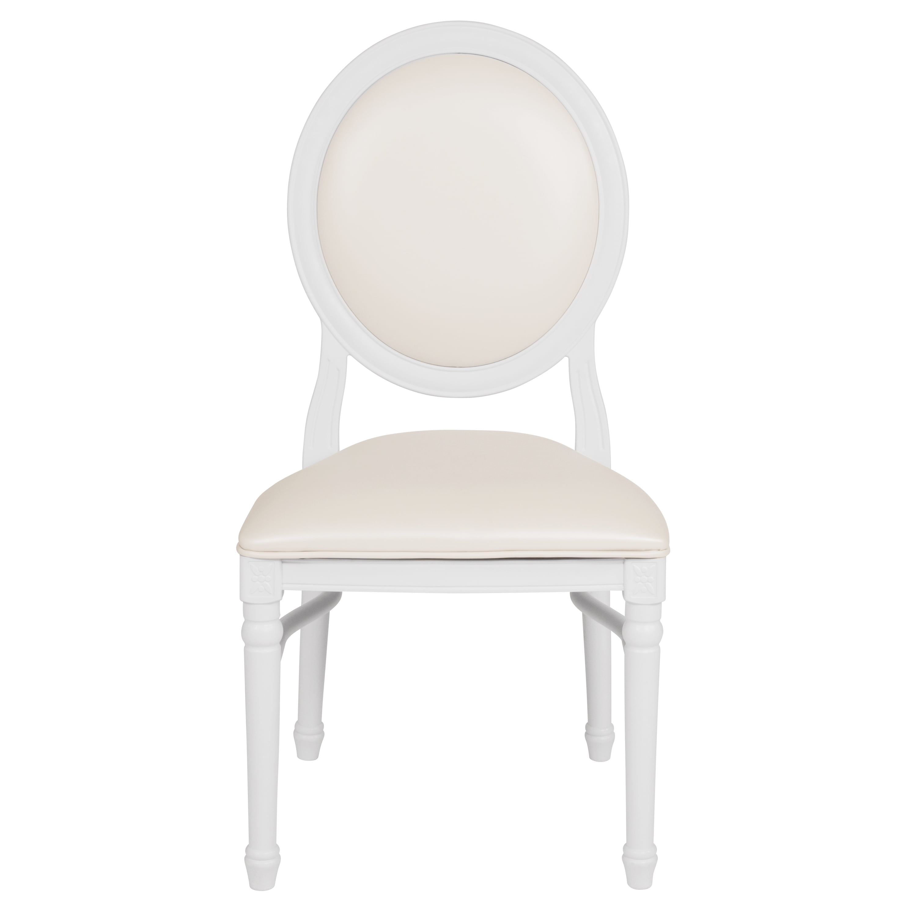 Flash Furniture HERCULES Series 900 lb. Capacity King Louis Chair with White Vinyl Back and Seat and White Frame - Image 2