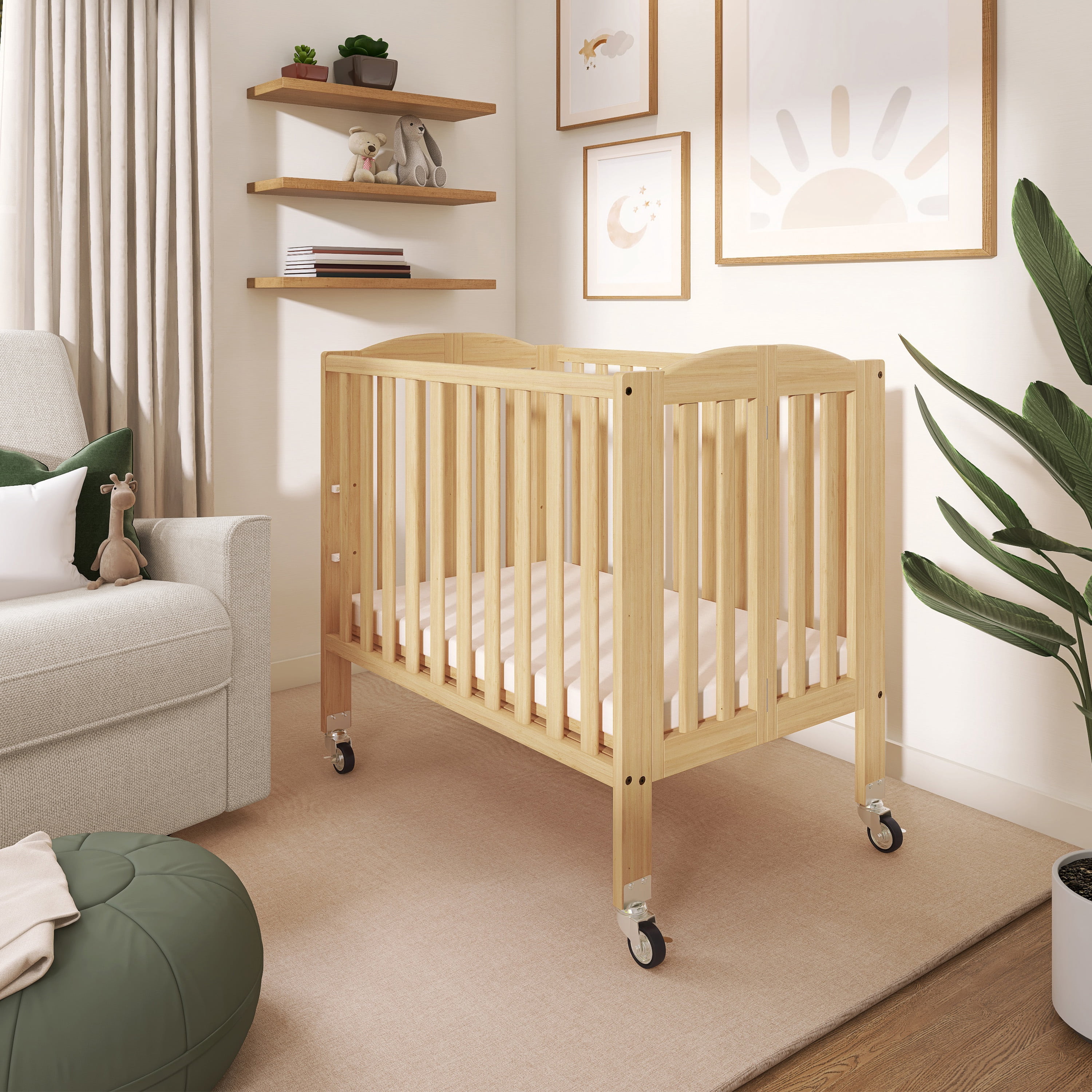 Dream On Me Birch 3-in-1 Folding Portable Mini Crib, Natural - Image 6