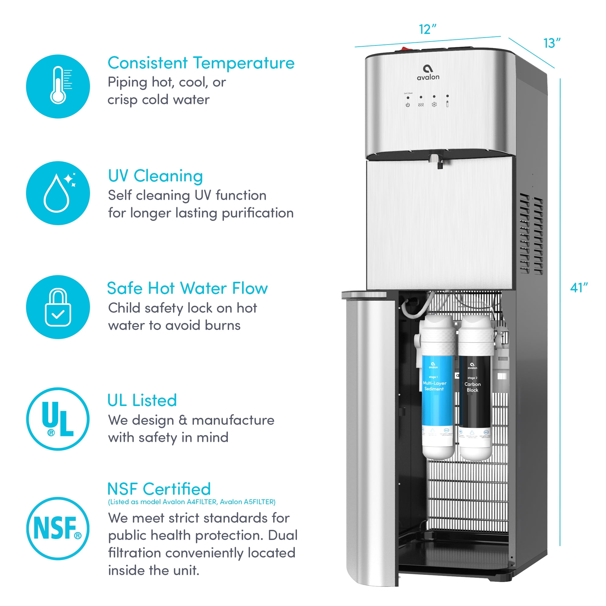 Avalon Self Cleaning Bottleless Water Cooler Dispenser 3 Temperatures - Image 6