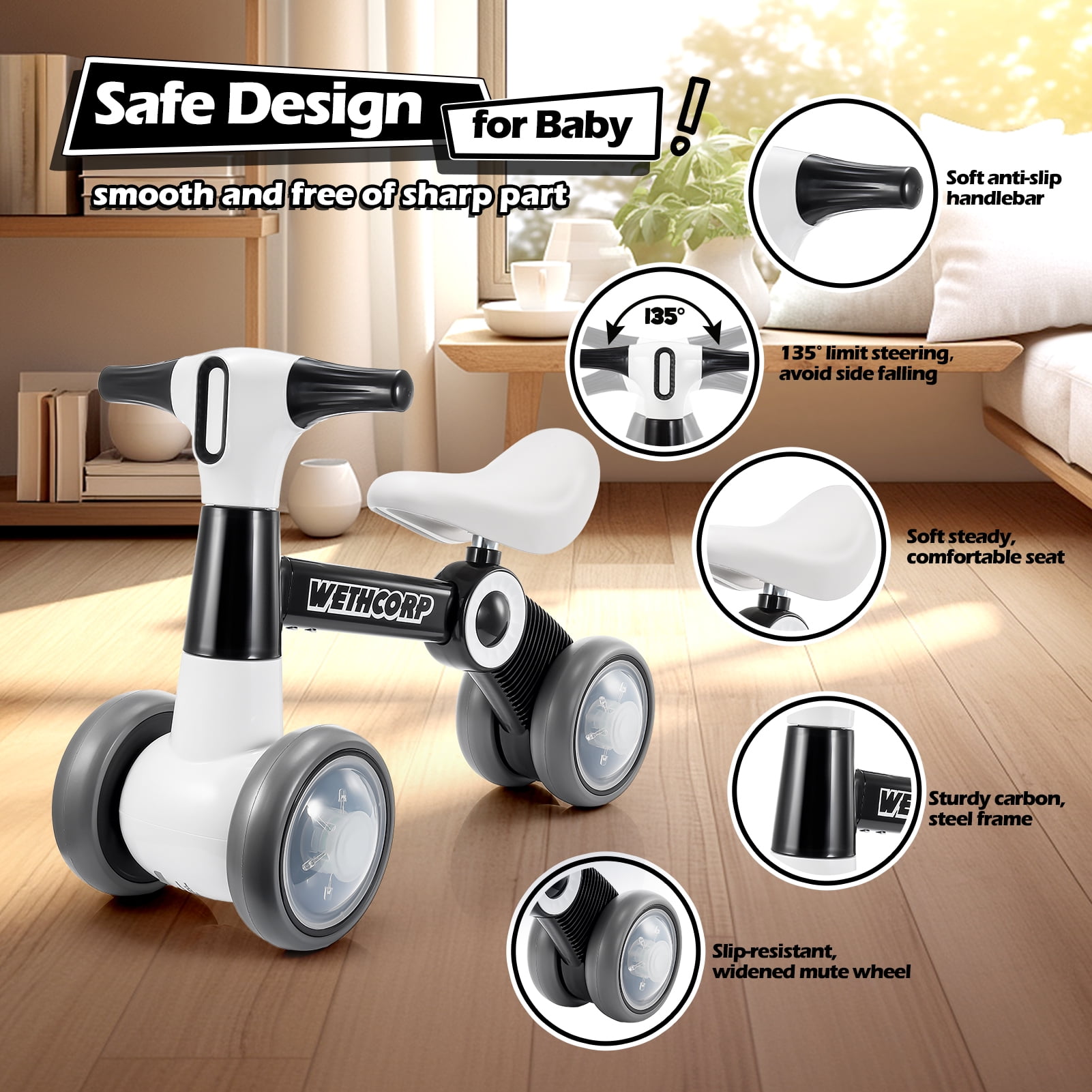 Baby Balance Bikes Toys for 1 2 Year Old, Lighting Balance Bikes 12-36 Month Toddlers, Riding Toys for Toddlers Gifts for 1 2 3 Year Old Boys Girls - Image 2