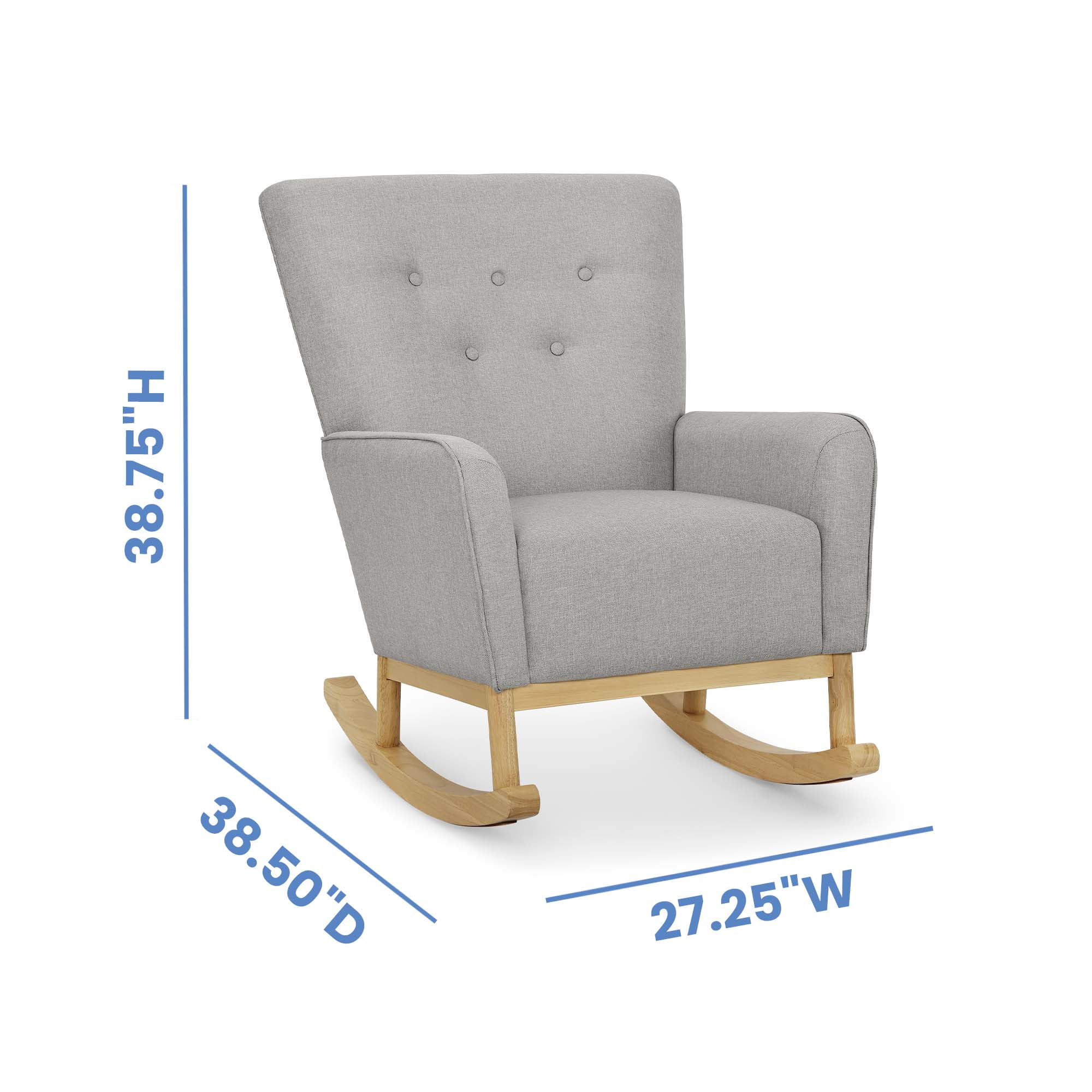 Delta Children Casey Rocking Chair, French Grey/Natural - Image 3