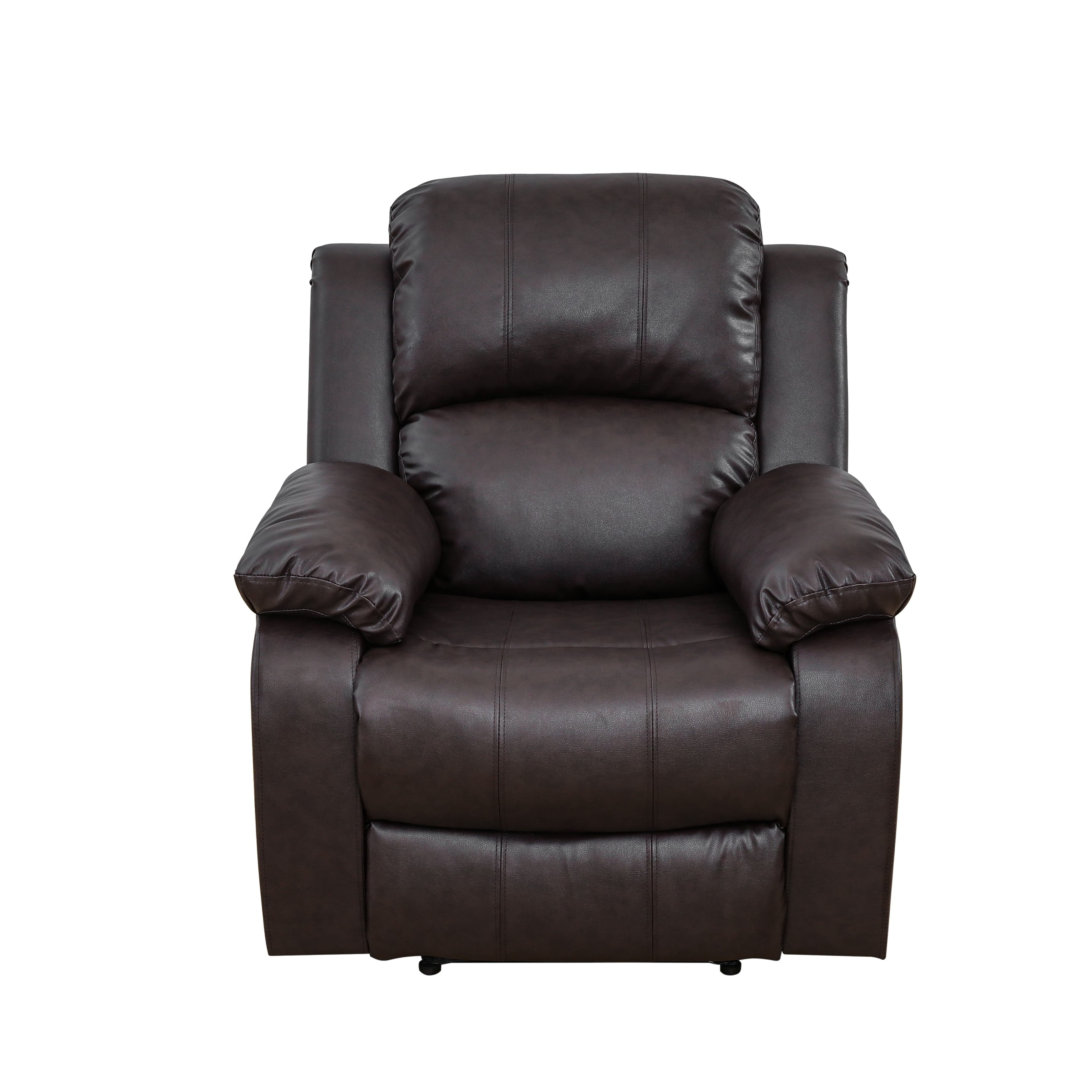 TrumanPick Manual Recliner Chair, No Rocker Sofa Chair Faux Leather Reclining Armhairs with Overstuffed Arm and Back for Living Room,Bedroom, Brown - Image 5