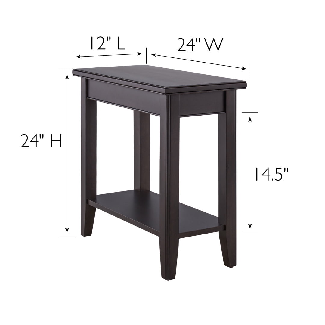 Leick Home Solid Wood Laurent 12" Narrow End Table with Shelf, Black - Image 10
