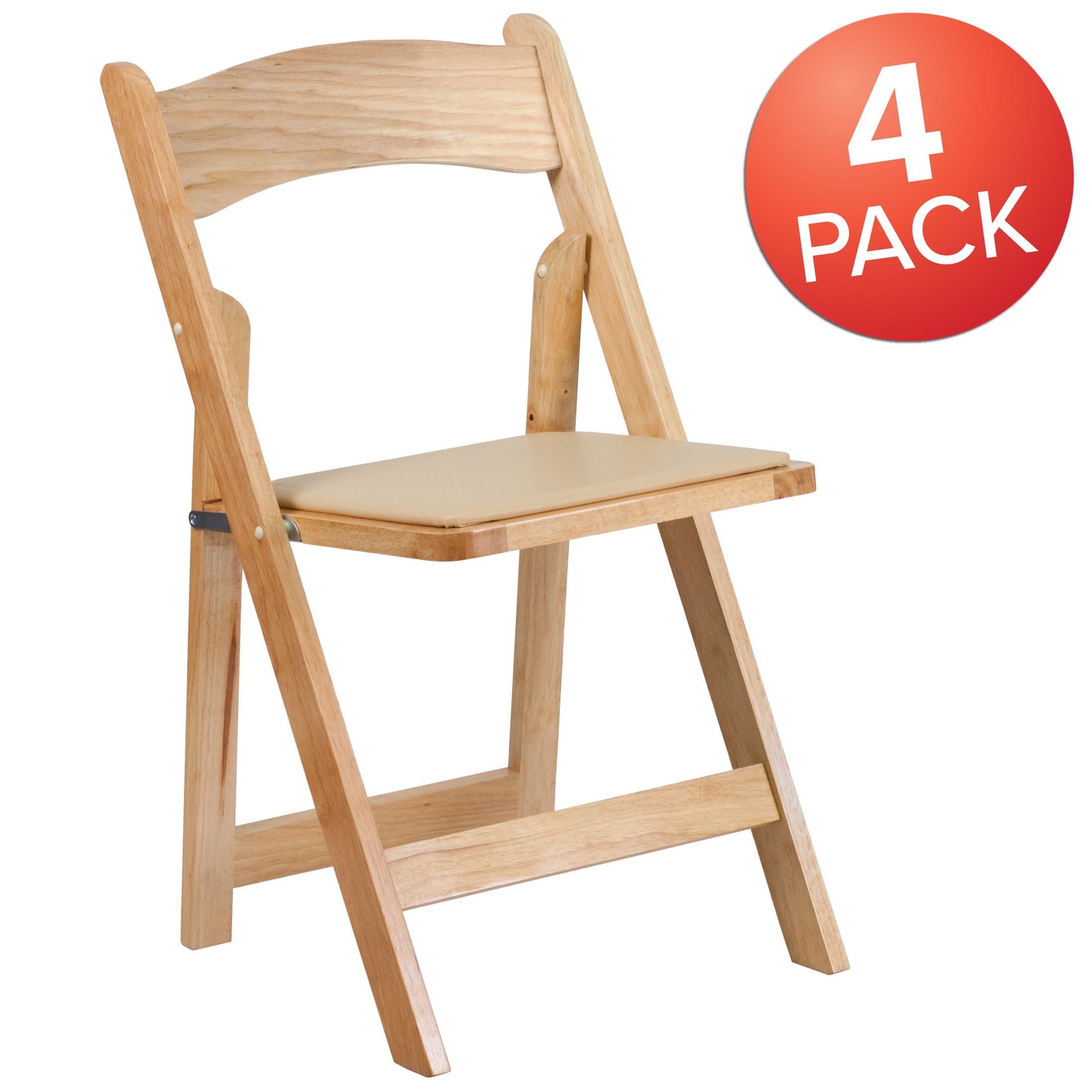 Flash Furniture Hercules Series Adult Size Natural Wood Padded Folding Event Chairs, Set of 4 - Image 3
