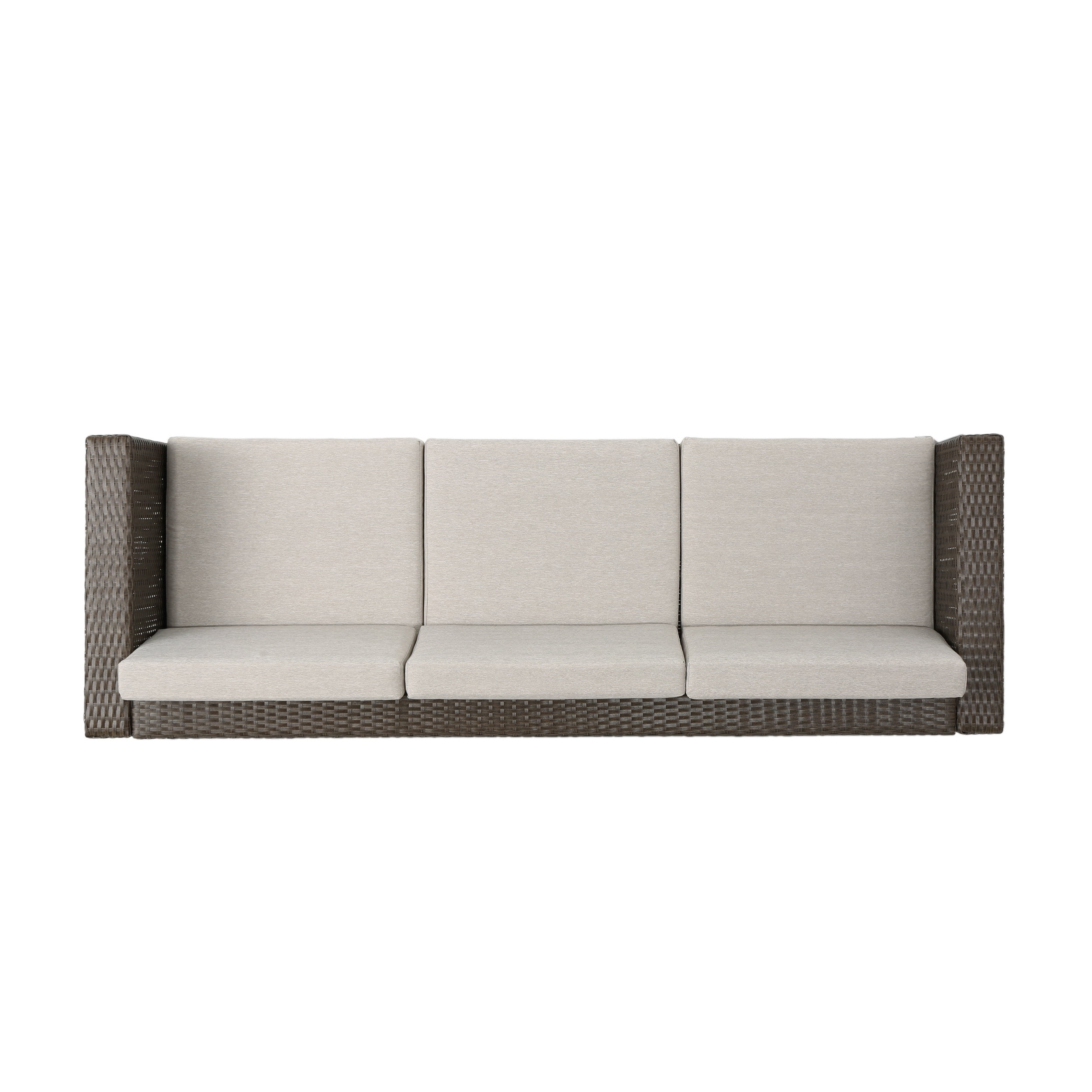 Palmetto Outdoor Wicker 3 Seater Sofa with Cushions,Grey,Brown - Image 11