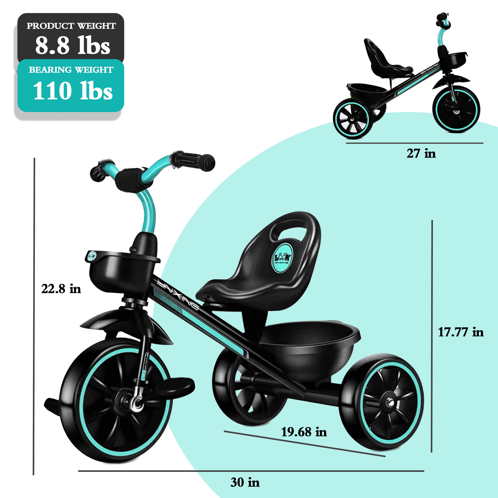 Toddler Tricycle, Kids Tricycles for 3-5 Year Olds, Adjustable Seat, Toddler Tricycle Kids Trikes Tricycle,Gift & Toys for Boy & Girl - Image 5