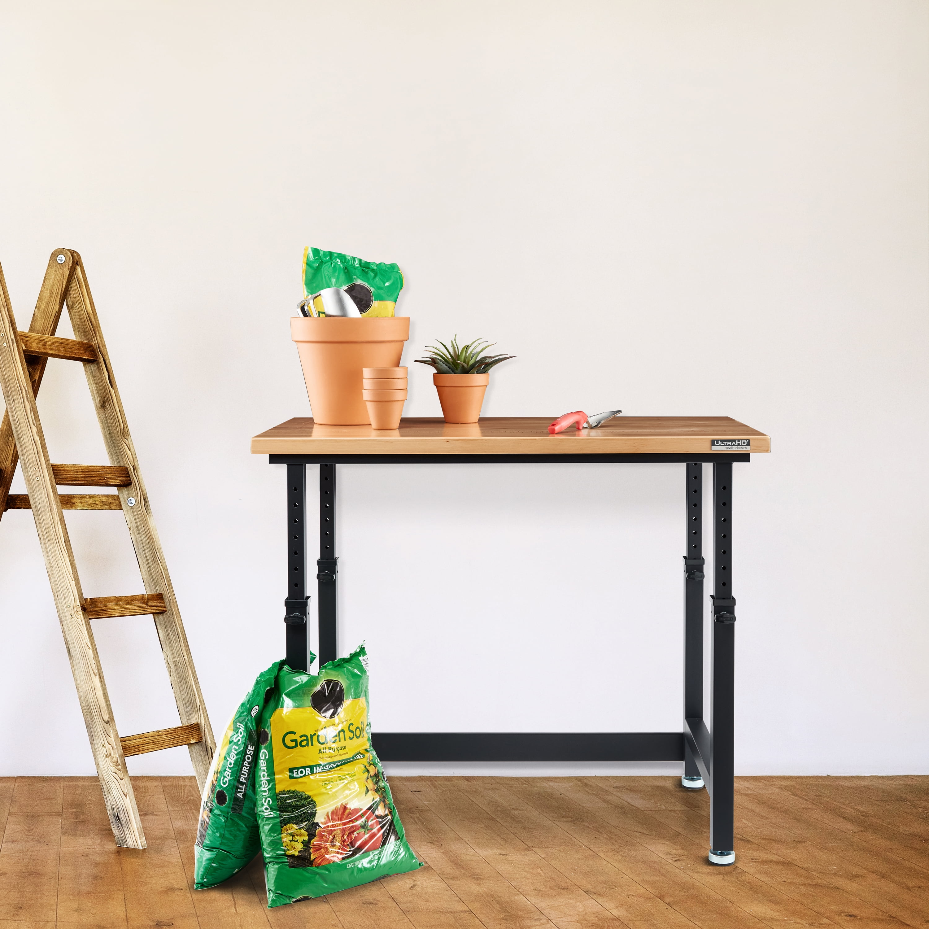 Seville Classics UltraHD® Height Adjustable 4-Foot Heavy-Duty Wood Top Workbench, 48" W x 24" D x (28" to 41.5" H), Graphite - Image 9