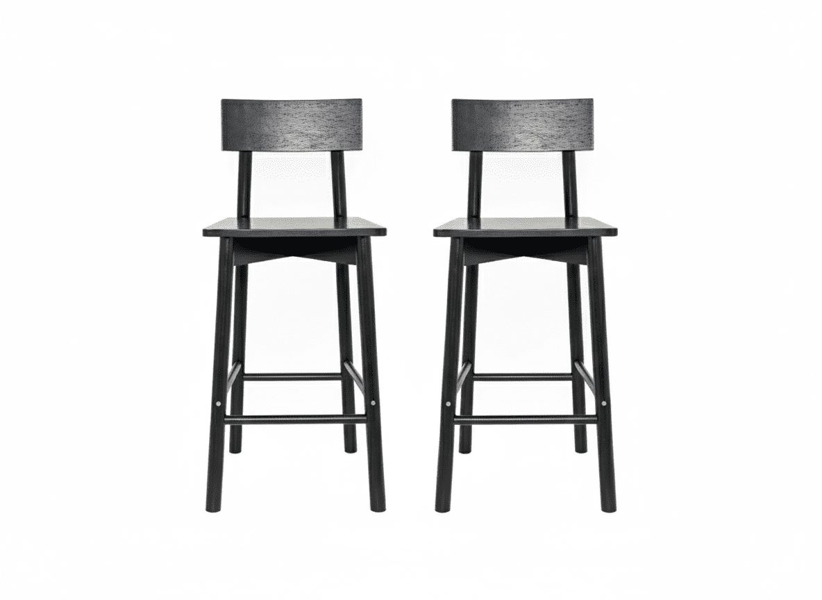 Mainstays 25" Wooden Casual Modern Barstool, Black, Set of 2 - Image 5