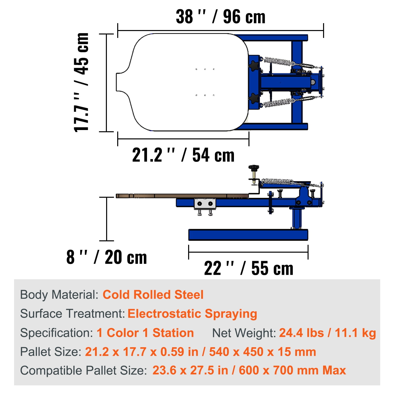 VEVOR Screen Printing Machine, 1 Color 1 Station Screen Printing Press, 21.7"X 17.7" Silk Screen Printing for T-Shirt DIY Printing Remoting Machine 1 Color 1 Station Screening Screen Printing Press - Image 8