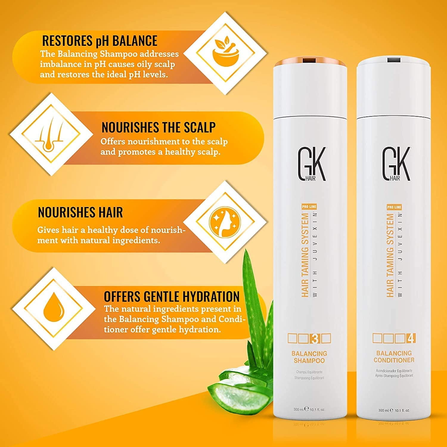 GK HAIR Global Keratin Balancing Shampoo and Conditioner Sets (10.1 Fl Oz/300ml) For Oily & Color Treated Hair Deep Cleansing Ideal for Over-Processed and Environmentally Stressed Hair - Image 7
