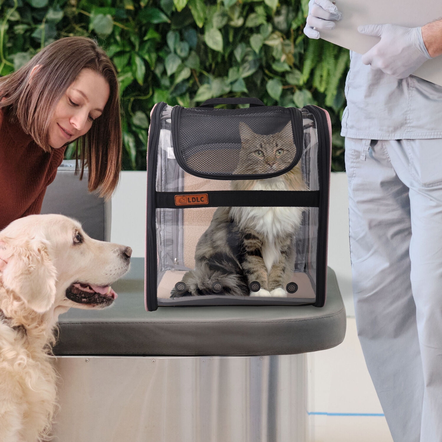 Critter Sitters Light Pink See-Through Pet Backpack for Small Dogs, Cats with Scratch Resistant Breathable Mesh Window | Airline Carry-On Approved | Safety Leash | Durable Transporation for Animals - Image 14