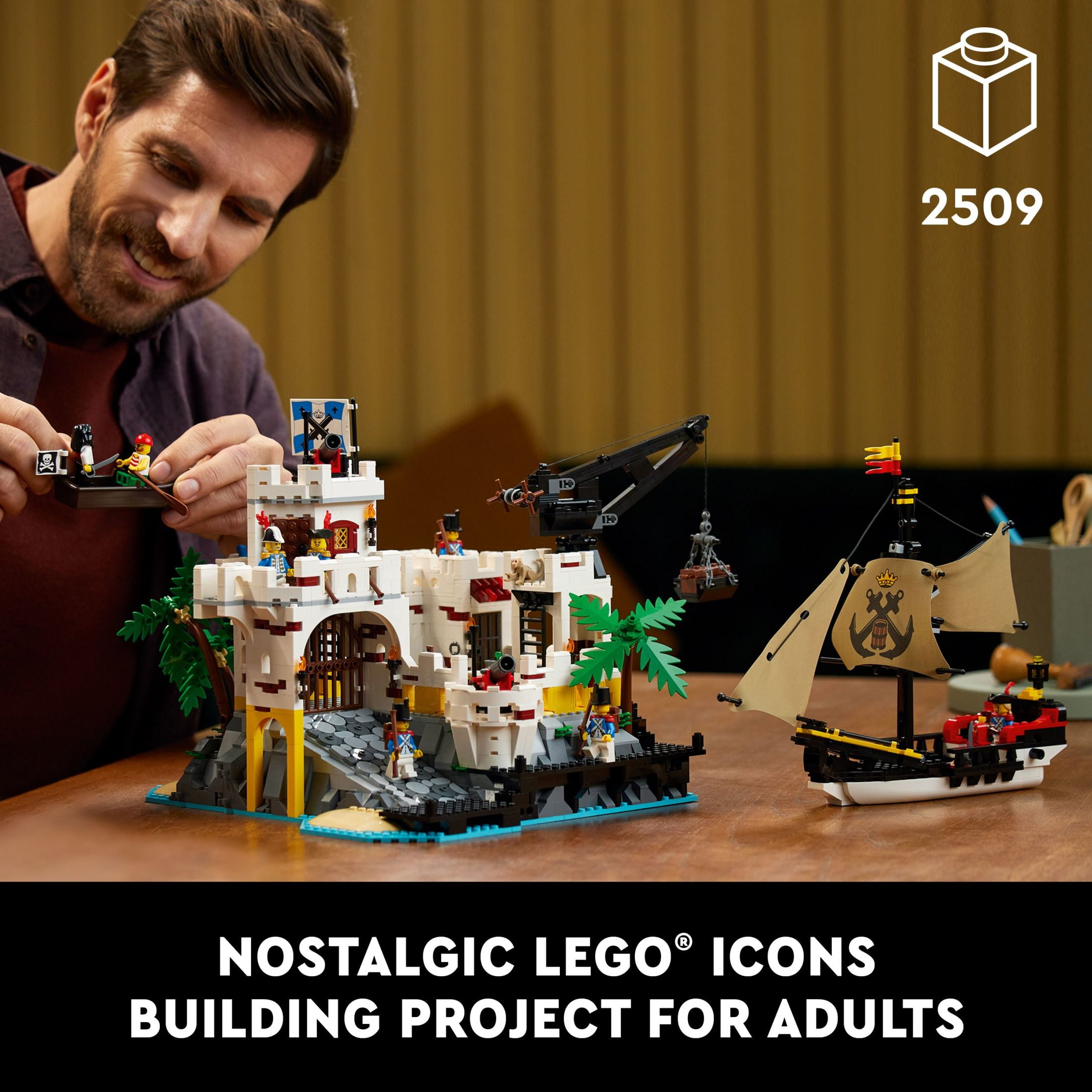 LEGO Icons Eldorado Fortress Building Kit, Pirate Gift, Includes Pirate Ship and 8 Minifigures, Nostalgic Gift Idea for Adults Who Love a Rewarding Project, Home Office Décor, 10320 - Image 2