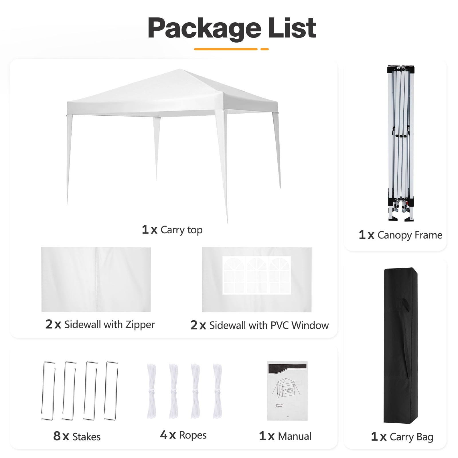 COBIZI 10x10 Pop up Canopy with Sidewalls Waterproof Outdoor Canopy Gazebo Anti-UV Instant Foldable Canopy Tent for Party with Carry Bag,White - Image 5
