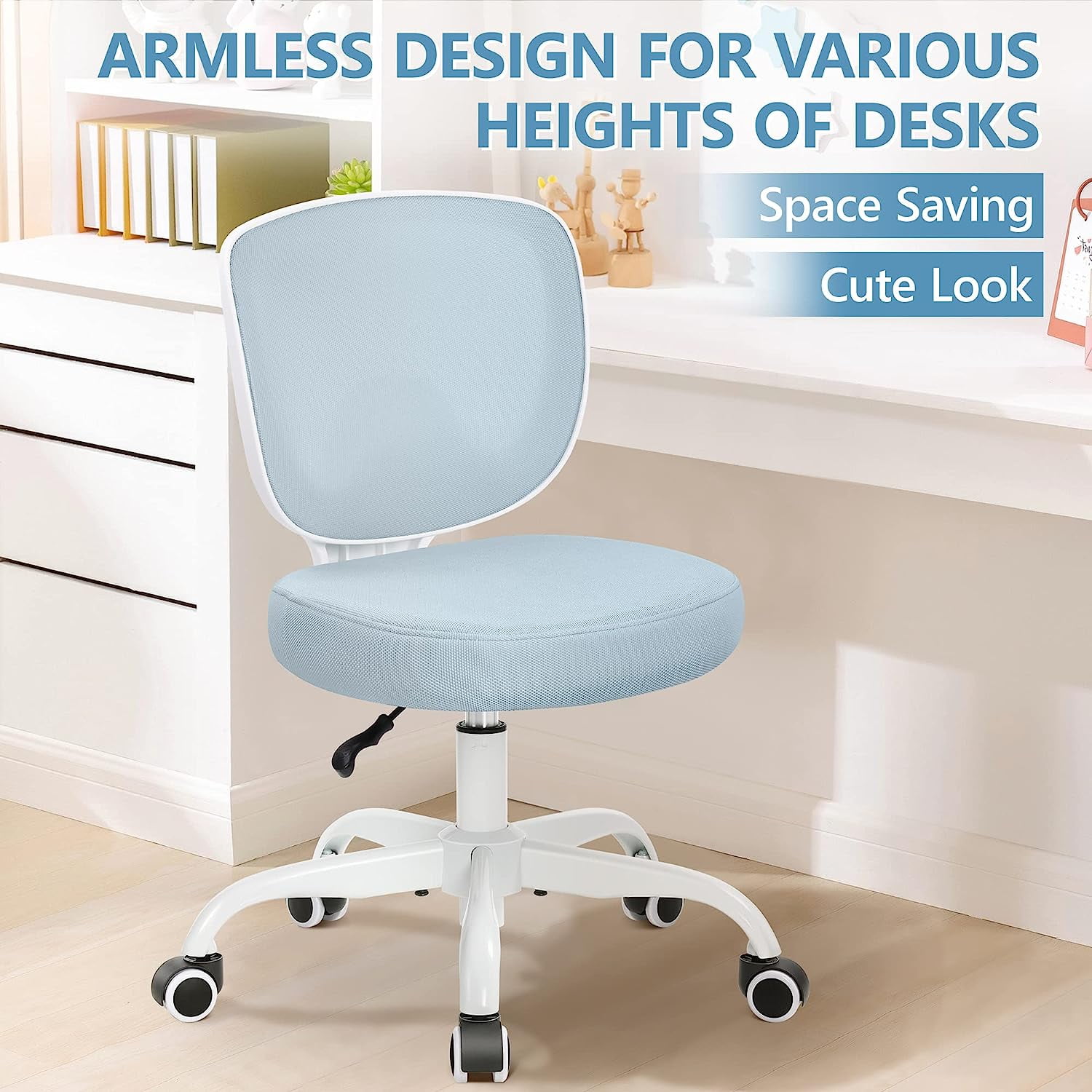 Coolhut Kids Desk Chair, Ergonomic Children Study Computer Chair Adjustable, Breathable Mesh Office Chair with Wheels, Armless Rolling Swivel School Task Chair for Boys Girls Age 4-12 in Home Bedroom - Image 5