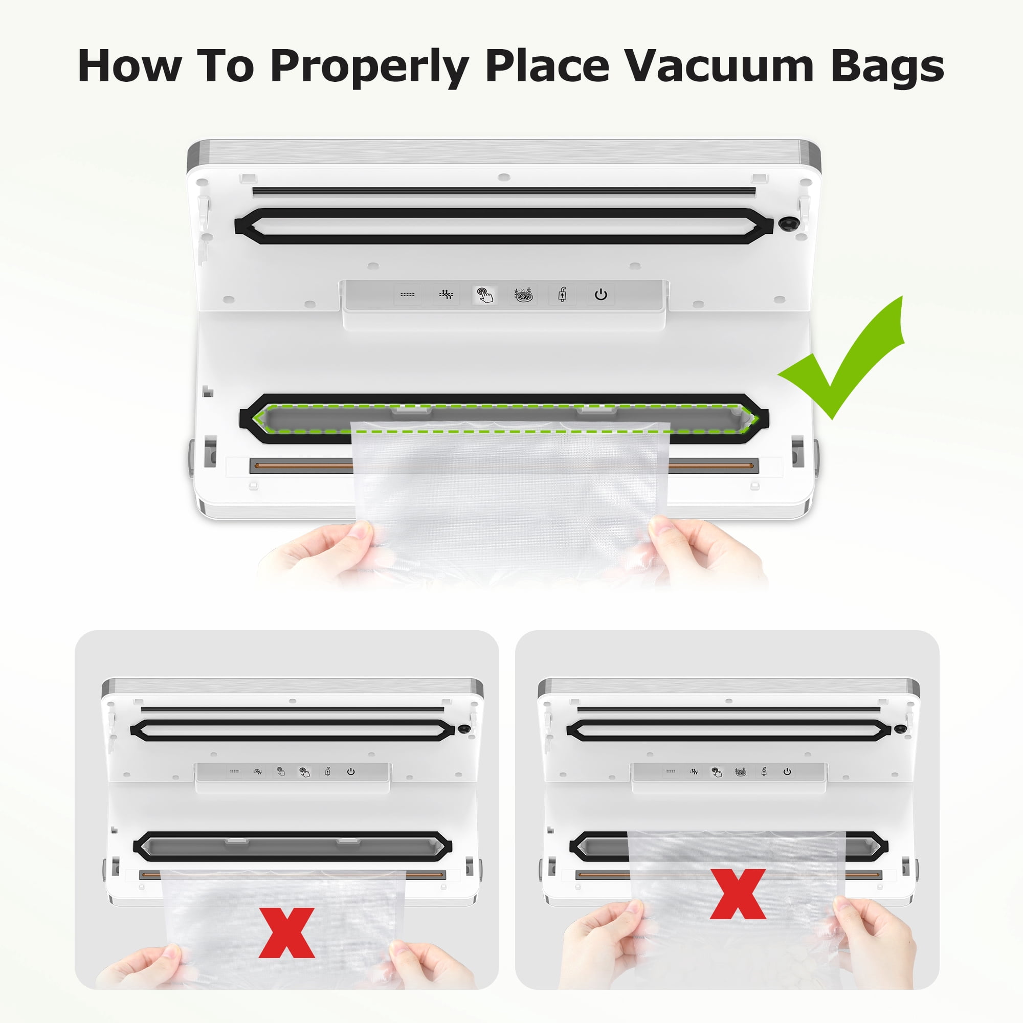 Bonsenkitchen Vacuum Sealer, Stainless Steel Food Sealer with Built-in Cutter and Bag Storage, include 1 Roll Bag & Vacuum Bags - Image 2