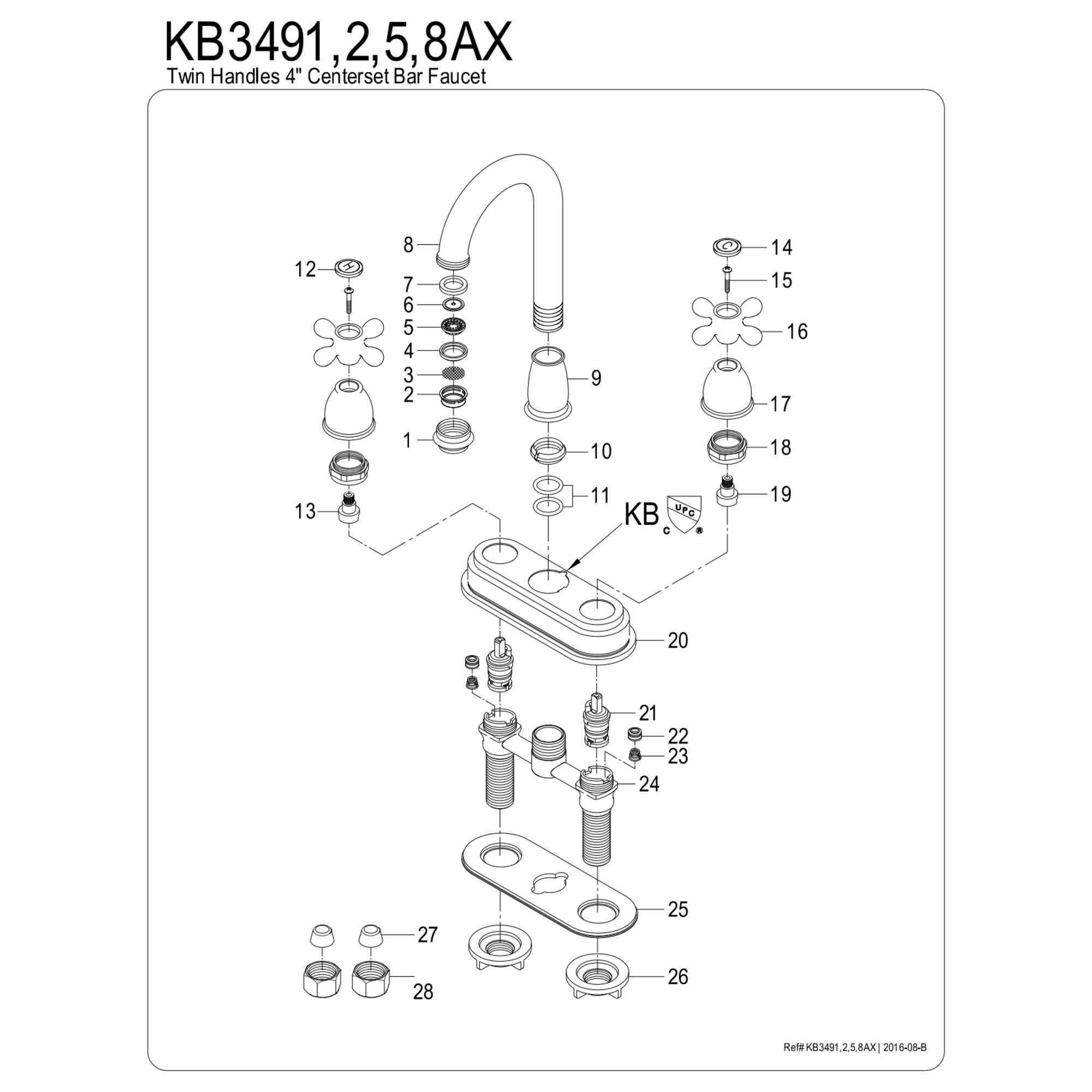 Kingston Brass KB3498AX Restoration Two-Handle 2-Hole Deck Mount Bar Faucet in Brushed Nickel - Image 4
