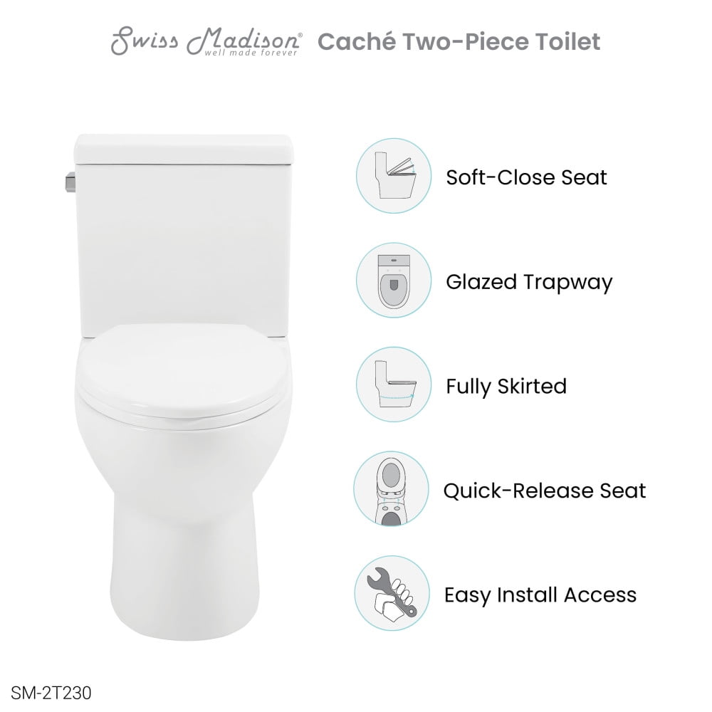 Cache Two-Piece Elongated Toilet Left Side Flush Handle Toilet 1.28 gpf - Image 10