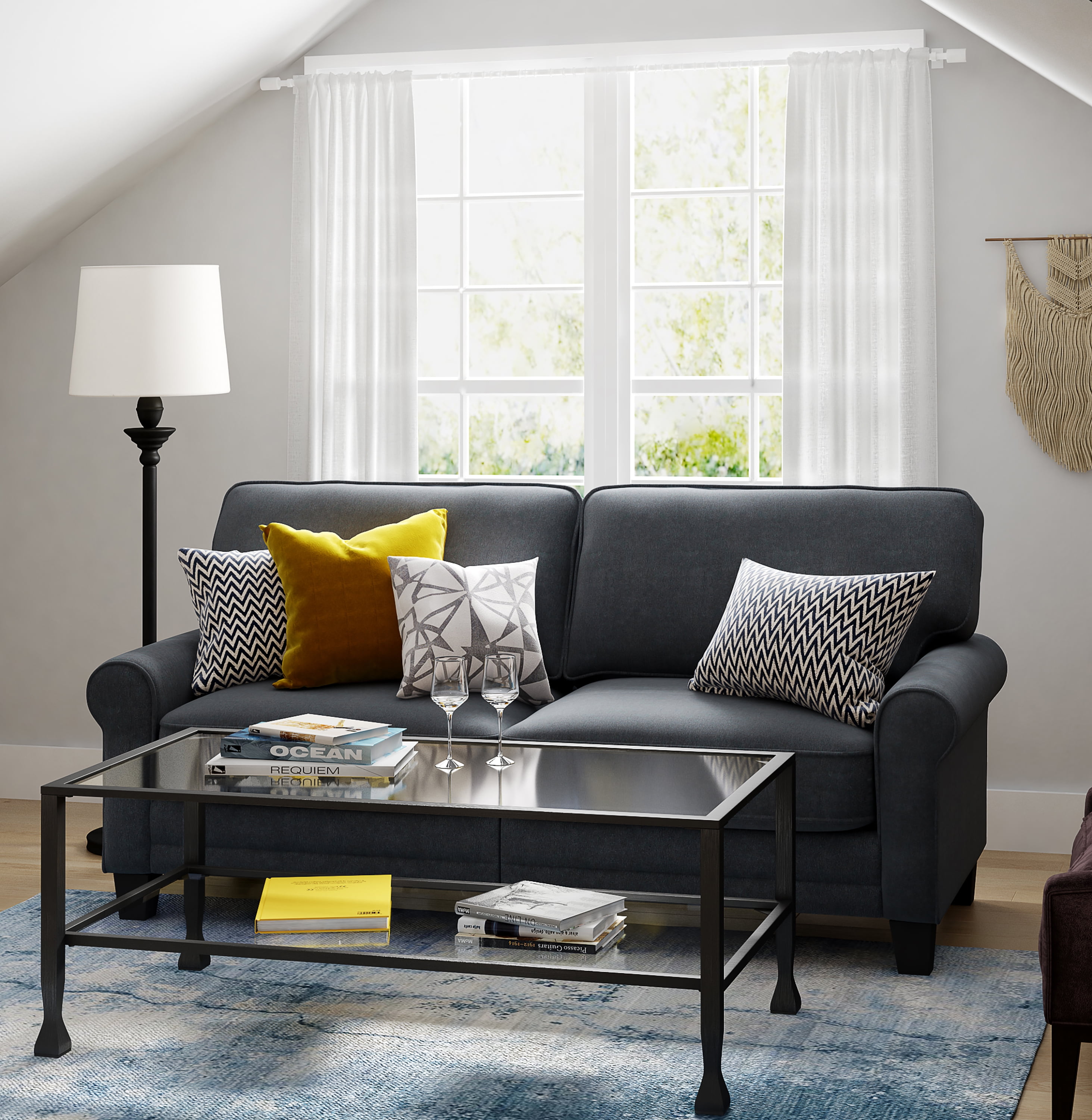 ClickDecor Maddox Glass and Metal Coffee Table Black - Image 2