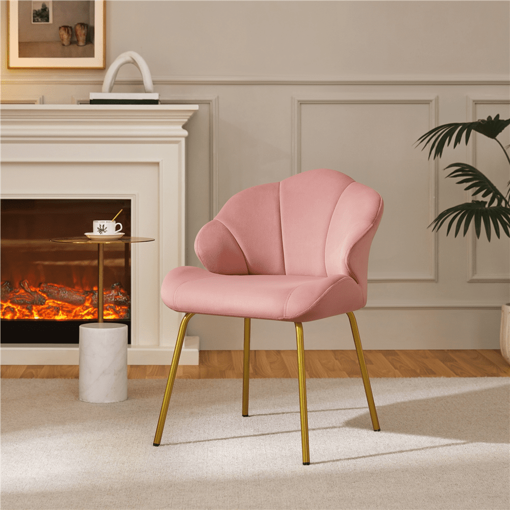 Renwick Modern Velvet Accent Chair with Golden Metal Legs for Living Room, Pink - Image 8