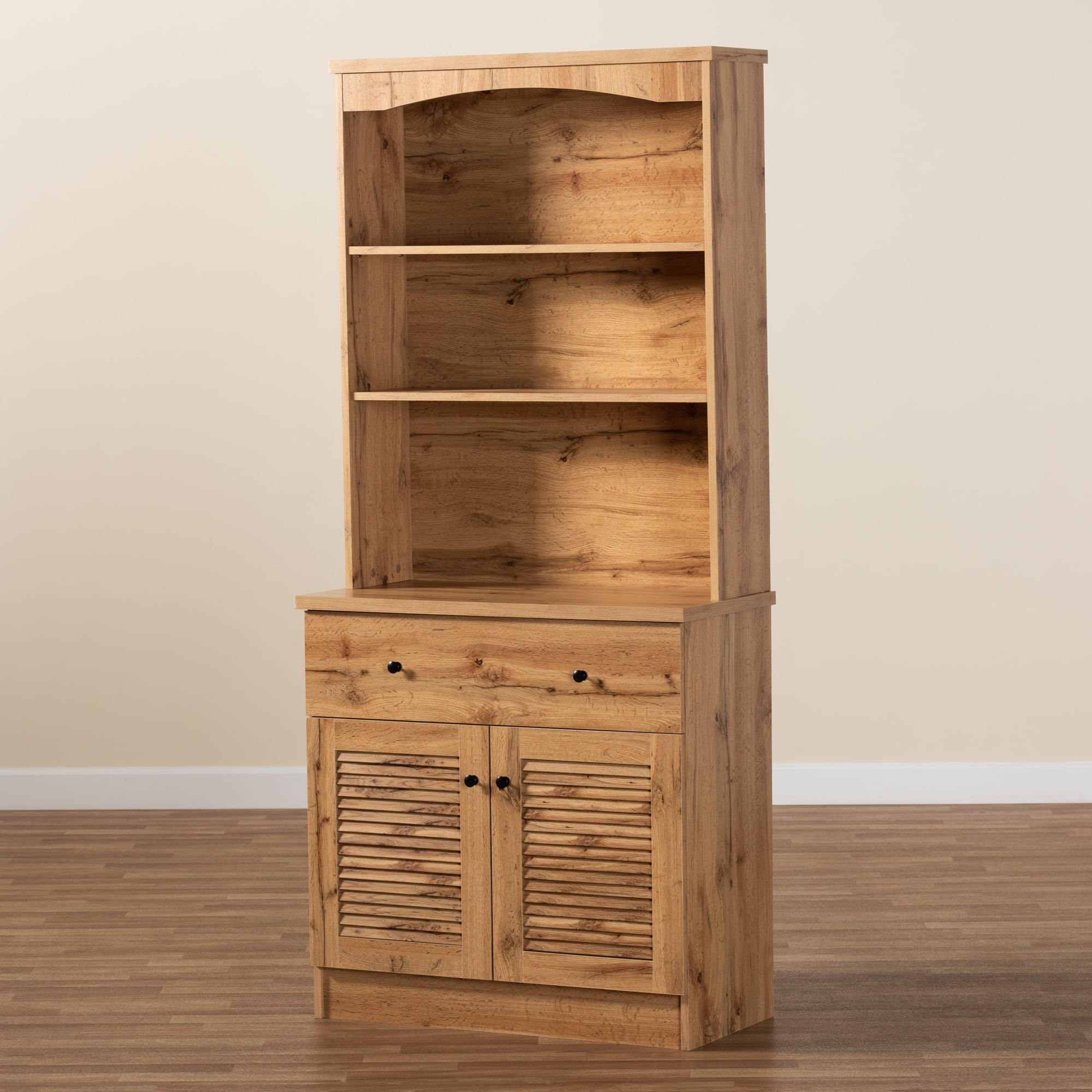 Baxton Studio Agni Modern and Contemporary Oak Brown Finished Wood Buffet and Hutch Kitchen Cabinet - Image 9