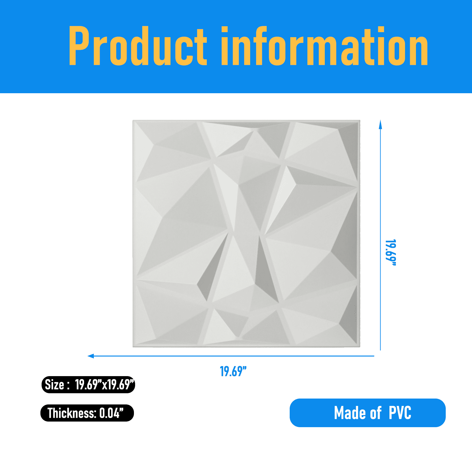 Art3d 19.7 in. x 19.7 in PVC 3D Wall Panel (12-Pack) Tile in White - Image 5