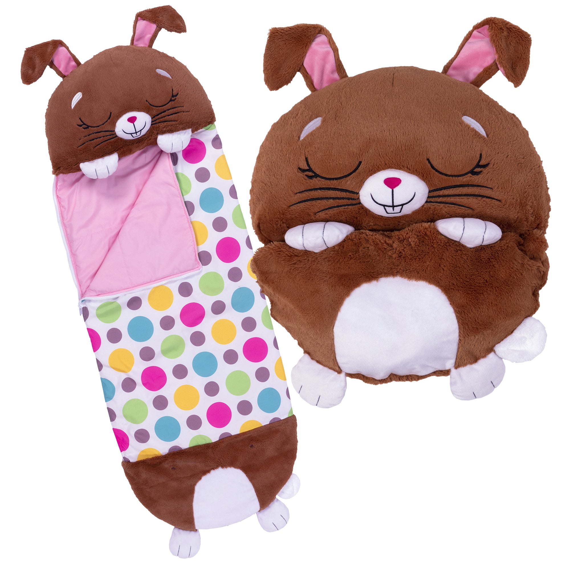 Happy Nappers: Pillow & Sleepy Sack: Medium - Beeples The Brown Bunny - 54 x 20", 2-In-1: Plush Animal Opens To Sleeping Bag, Soft Character, Kids 3+ - Image 5
