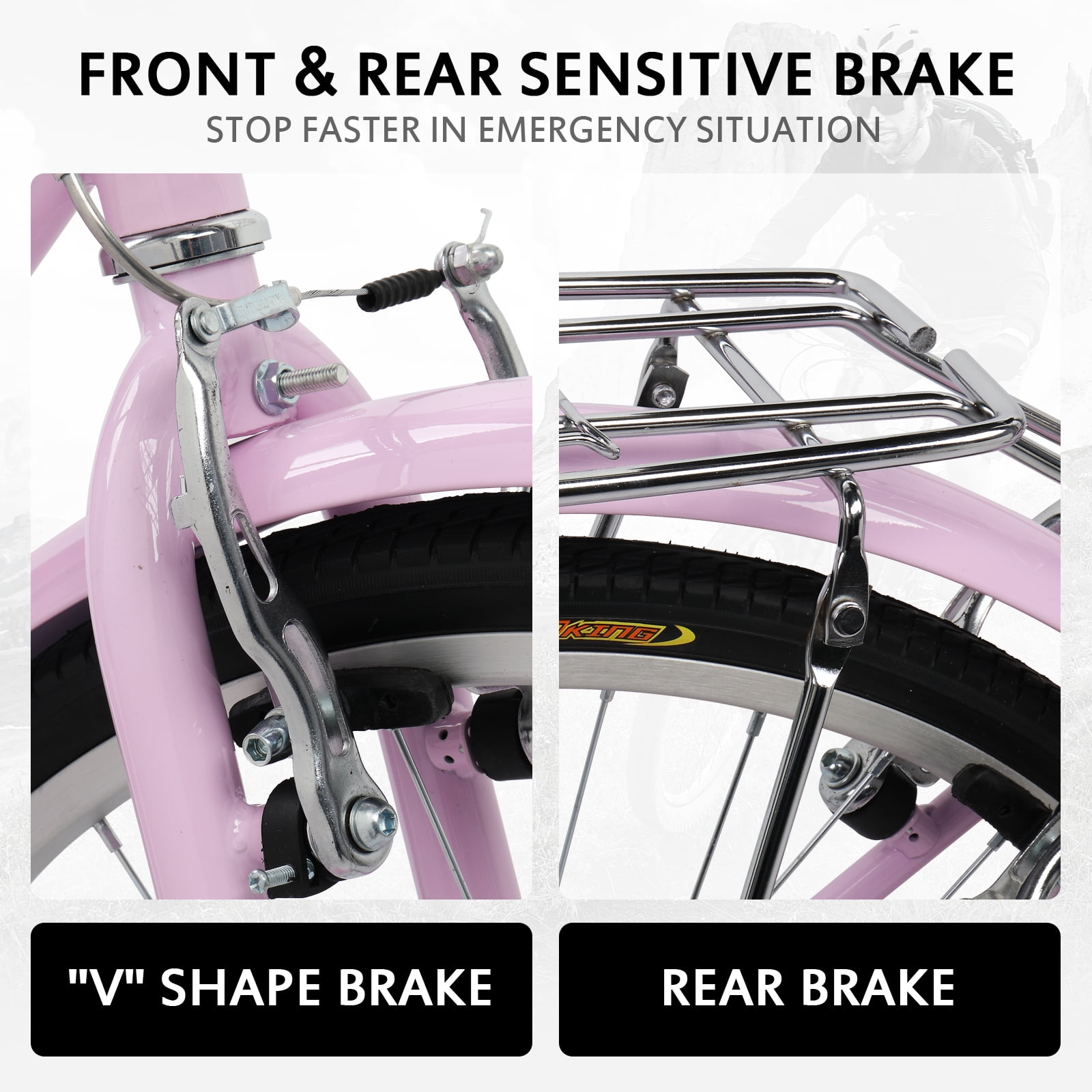 Ktaxon 26in Urban Commuter City Bike, Shimano 7 Speed Adult Road Bicycle, Pink - Image 4