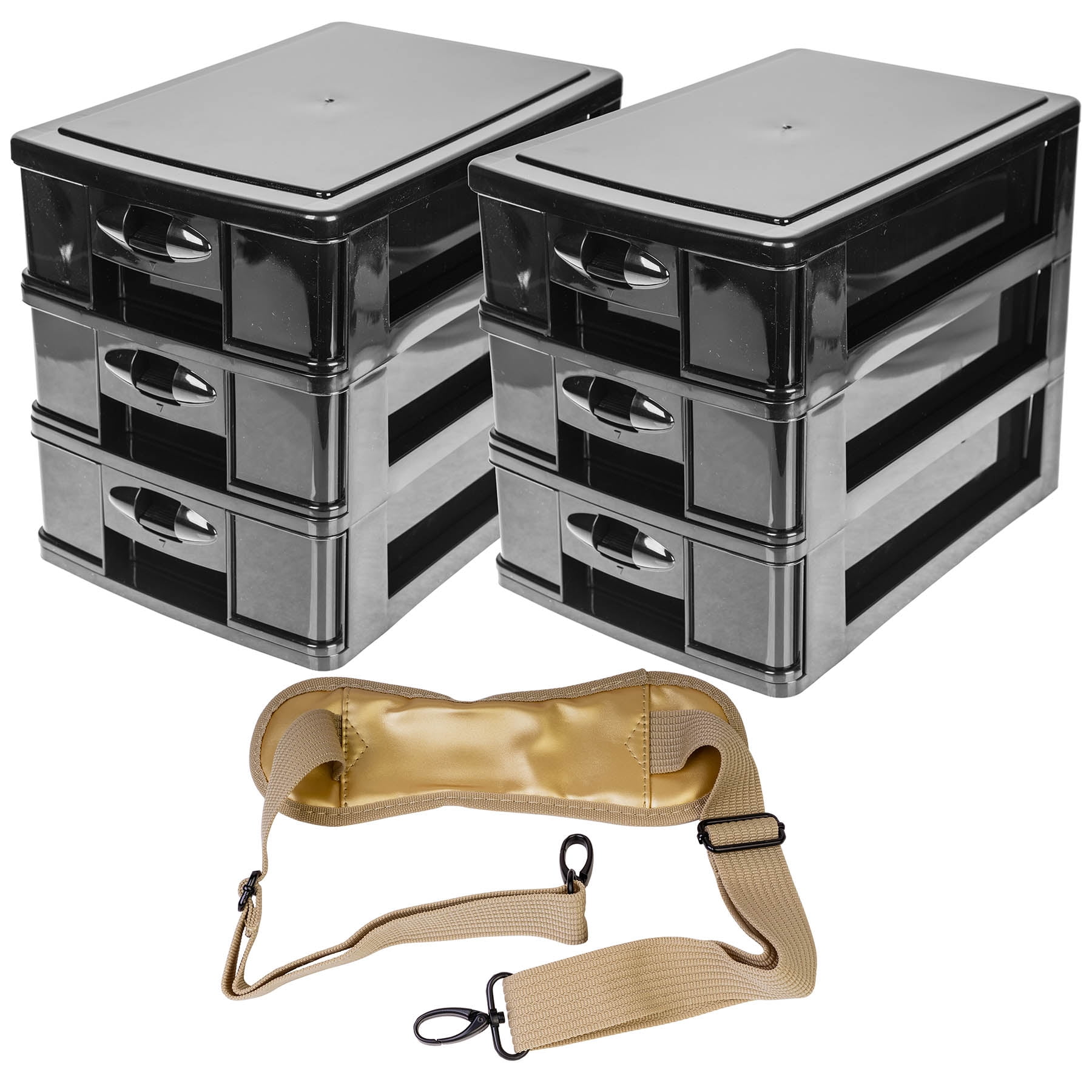 SHANY Makeup Artist Soft Rolling Trolley Cosmetic Case with Free Set of Mesh Bag Makeup Organizer - Travel Rolling Makeup Bag - Gold Medal - Image 2